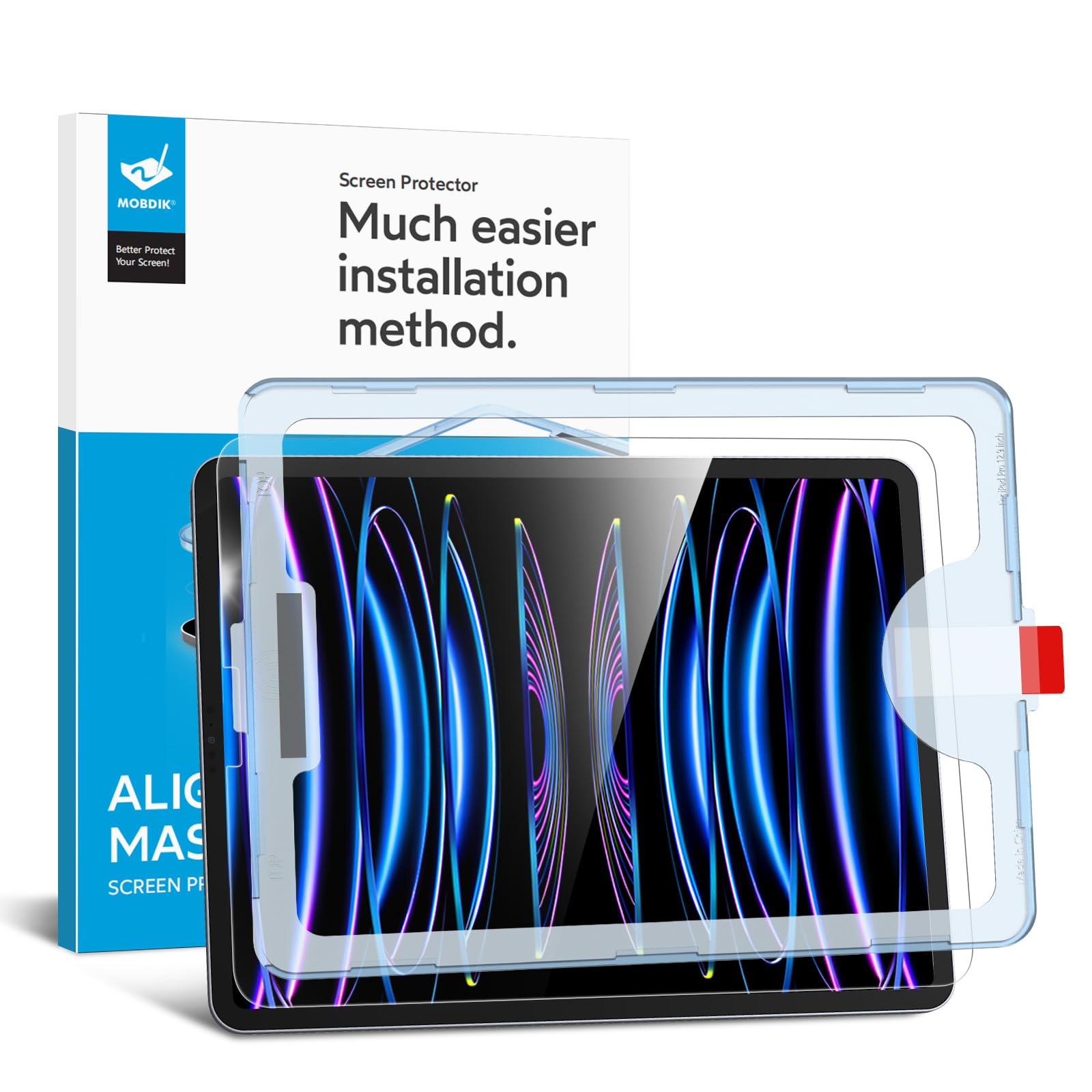 Mobdik Tempered Glass Screen Protector Compatible With Ipad Pro 12.9 Inch (2022 & 2021 & 2020 & 2018) [Ultra Clear] [Anti Scratc