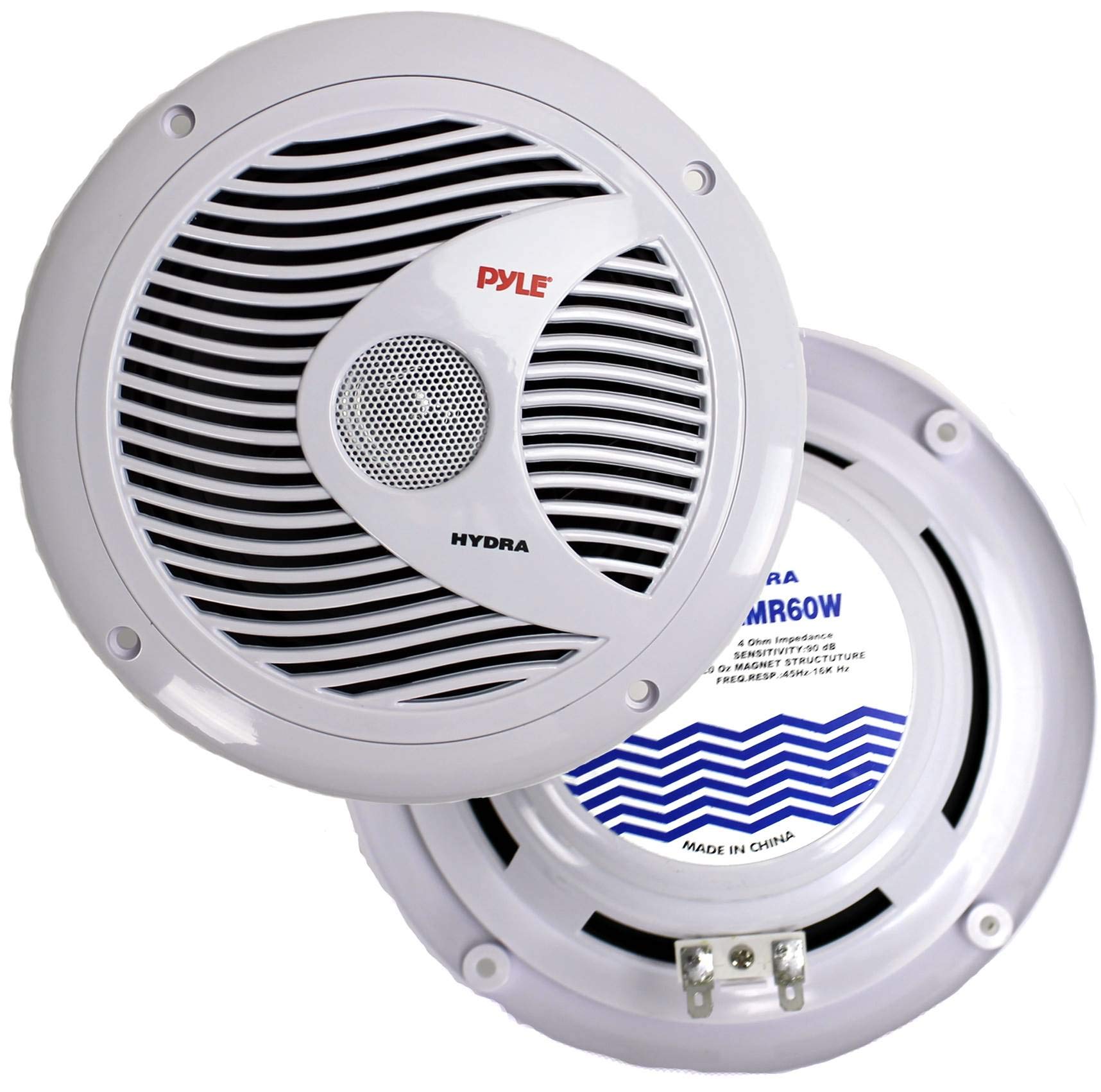 Pyle 6.5 Inch Dual Marine Speakers - 2 Way Waterproof and Weather Resistant Outdoor Audio Stereo Sound System with 150 Watt Powe