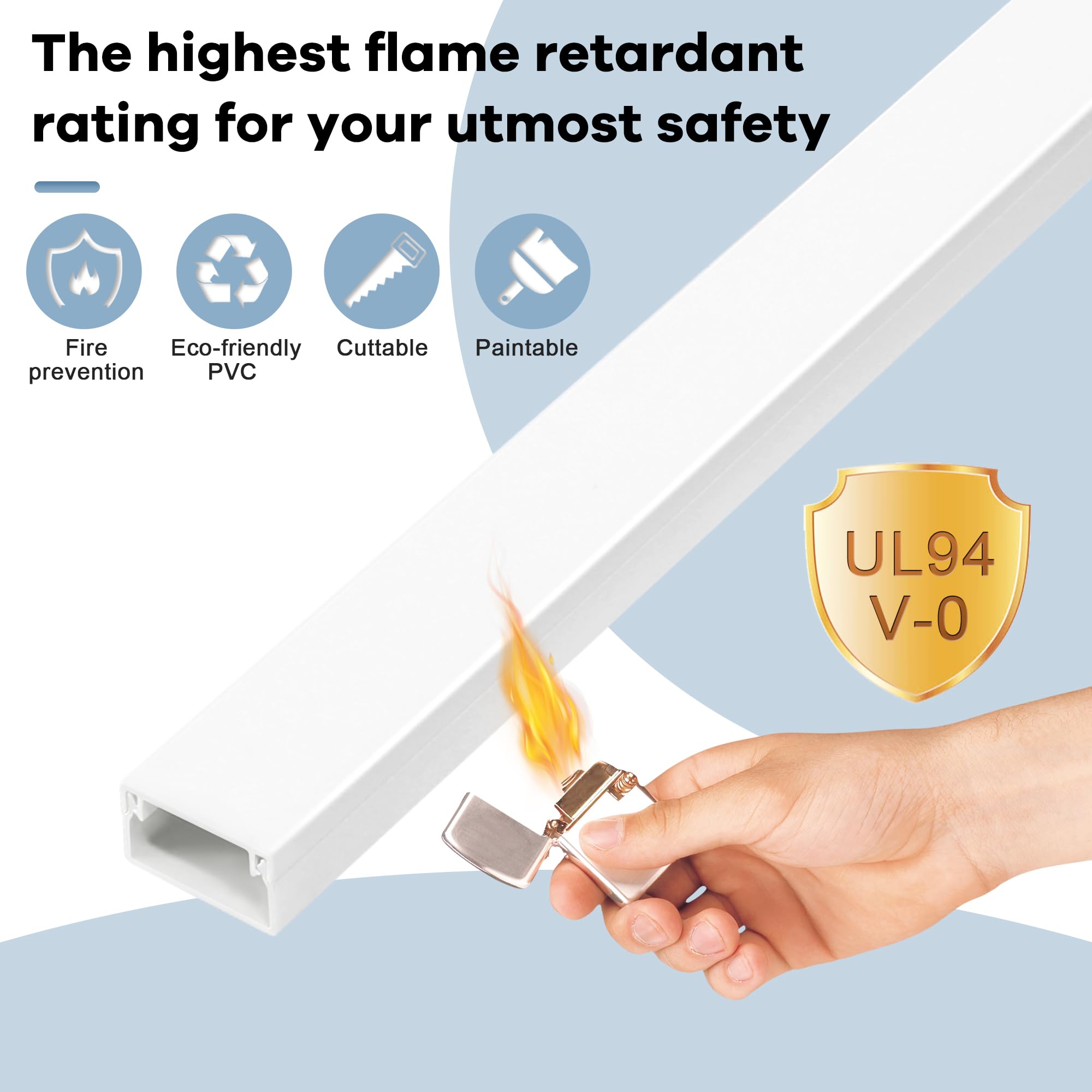 One Cord Hider Kit, 126In Cable Covers For Wires On Wall, Mini Wire Hider For Wall Mounted Tv, Black Cable Raceway, Paintable Co