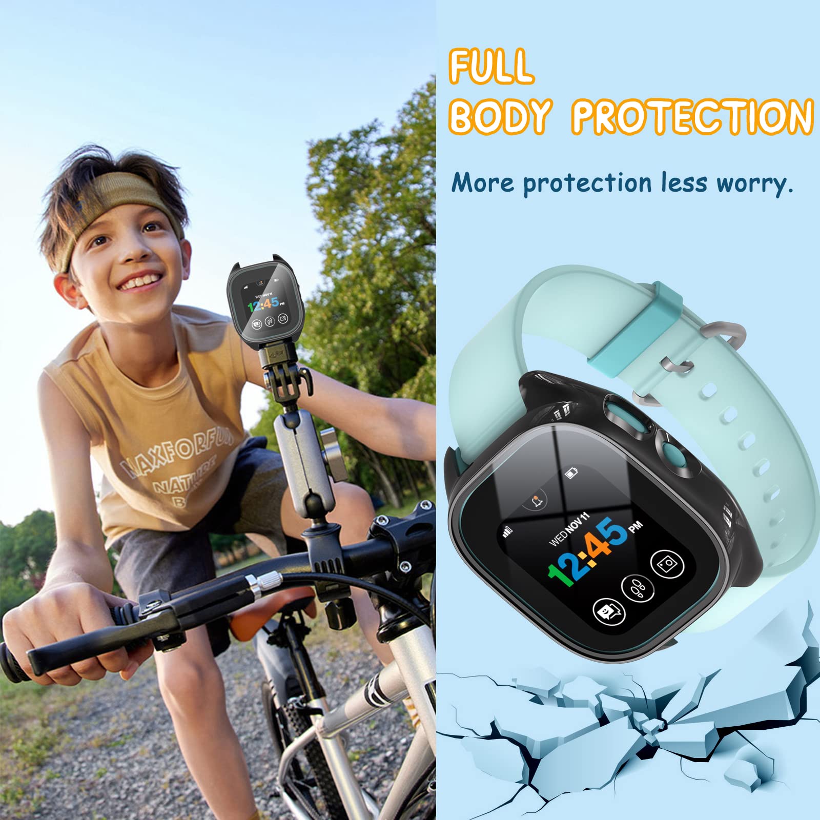 Ottpluscase 2 Pack Clear Case For Gizmo Watch 3 Screen Protector With 9H Tempered Glass, Gizmo 3 Screen Protector Case For Kids,