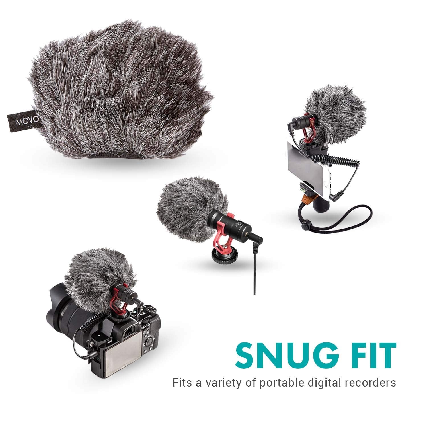 Movo Ws G9 Furry Outdoor Microphone Windscreen Muff For Portable Digital Recorders Up To 3'' X 1.5'' (W X D)   Fits The Zoom H4N