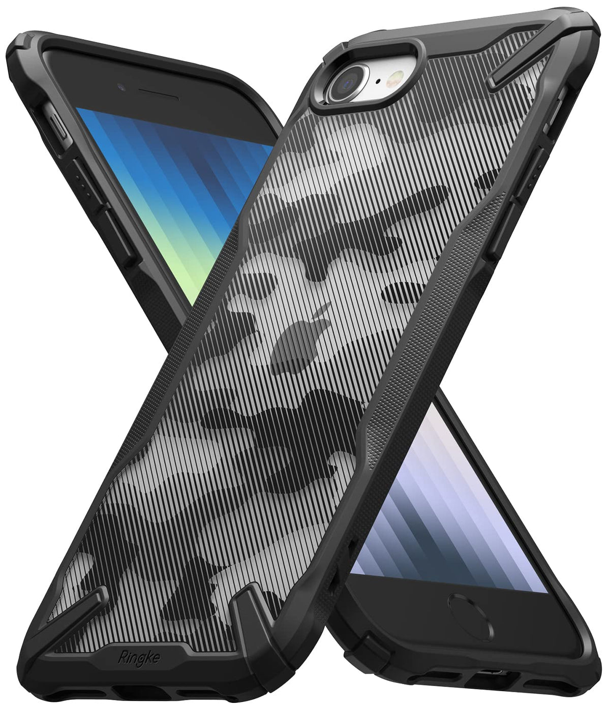 Ringke Fusion X Compatible With Iphone Se 5G (3Rd Generation, 2022) Case, Camouflage Design Hard Back Heavy Duty Shockproof Adva