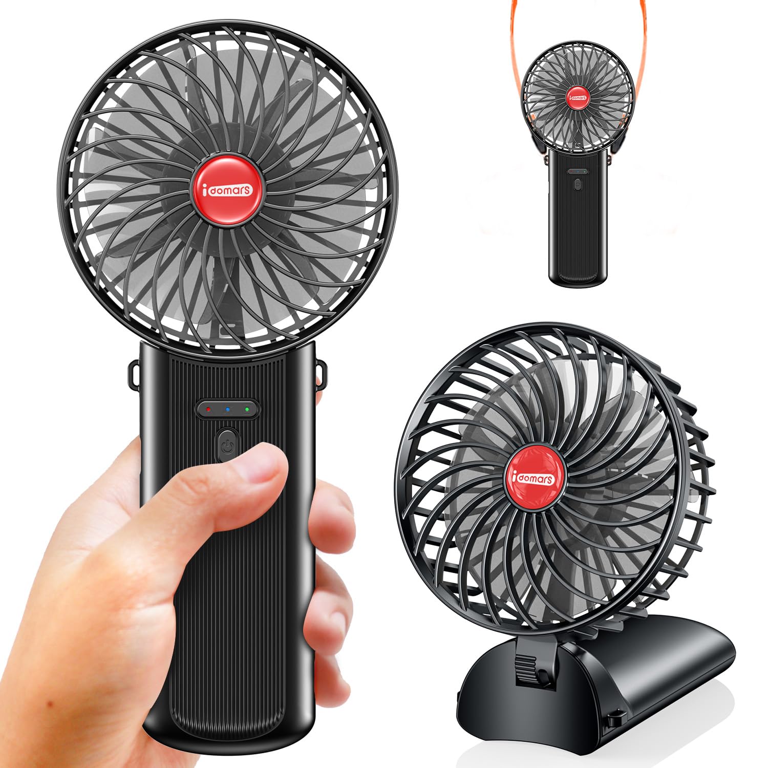 Small Portable Fan Handheld And Rechargeable: Mini Hand Fans 4 Speeds Adjustable Cool Air Wind Multi Angle Folding Battery Opera