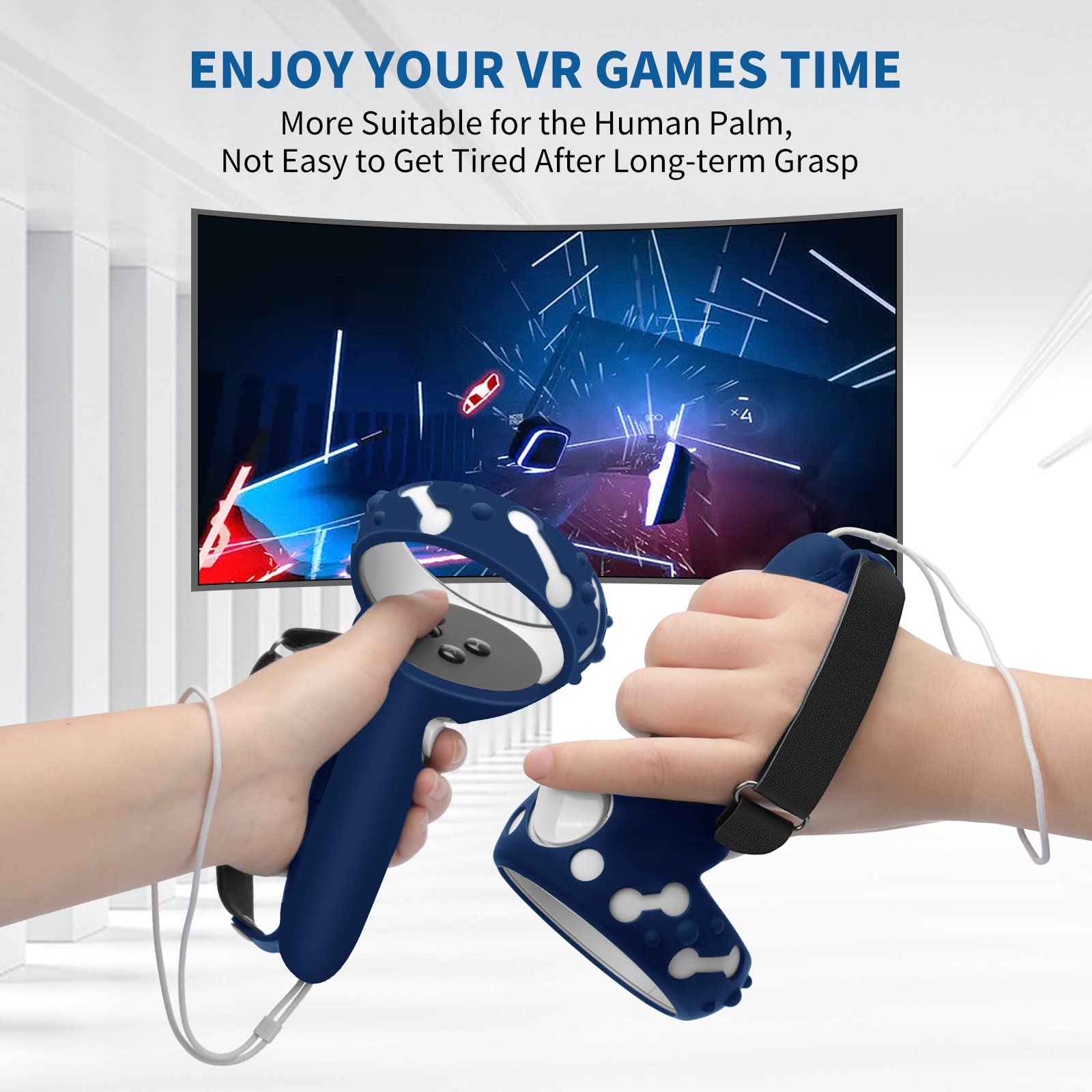 Controller Grips Cover For Meta/Oculus Quest 2,Anti Throw Strap With Battery Opening,Extended Controller Grips Covers Suitable F