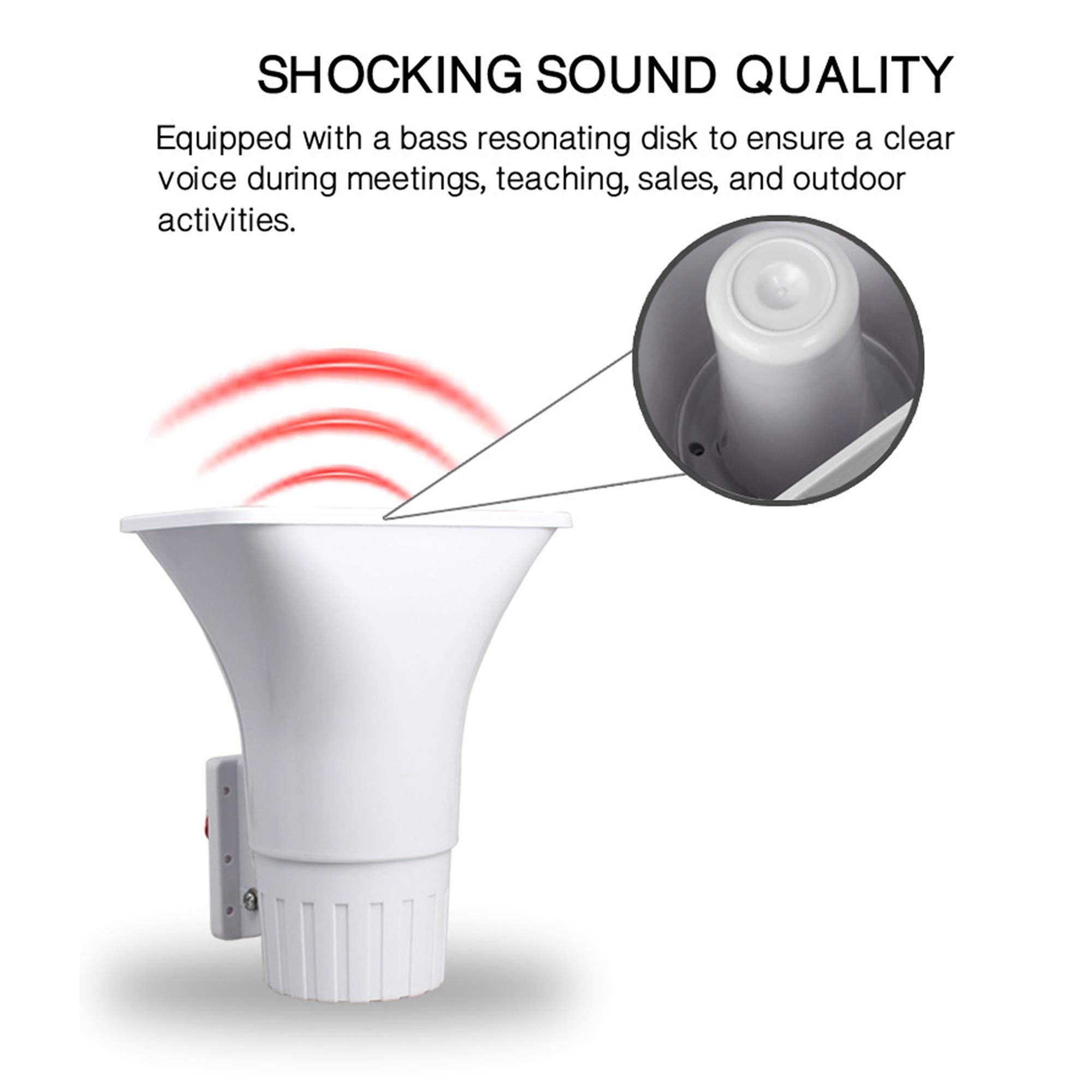 Kllsmdesign 30W Alarm Siren ,Dual Tone Outdoor Self Contained Electric Security Ring Siren With Bracket,6 12V Dc 1.1Ah 130Db 8 X 5.5 X 9 Inch For Car Home Doorbell Security Protection System,White