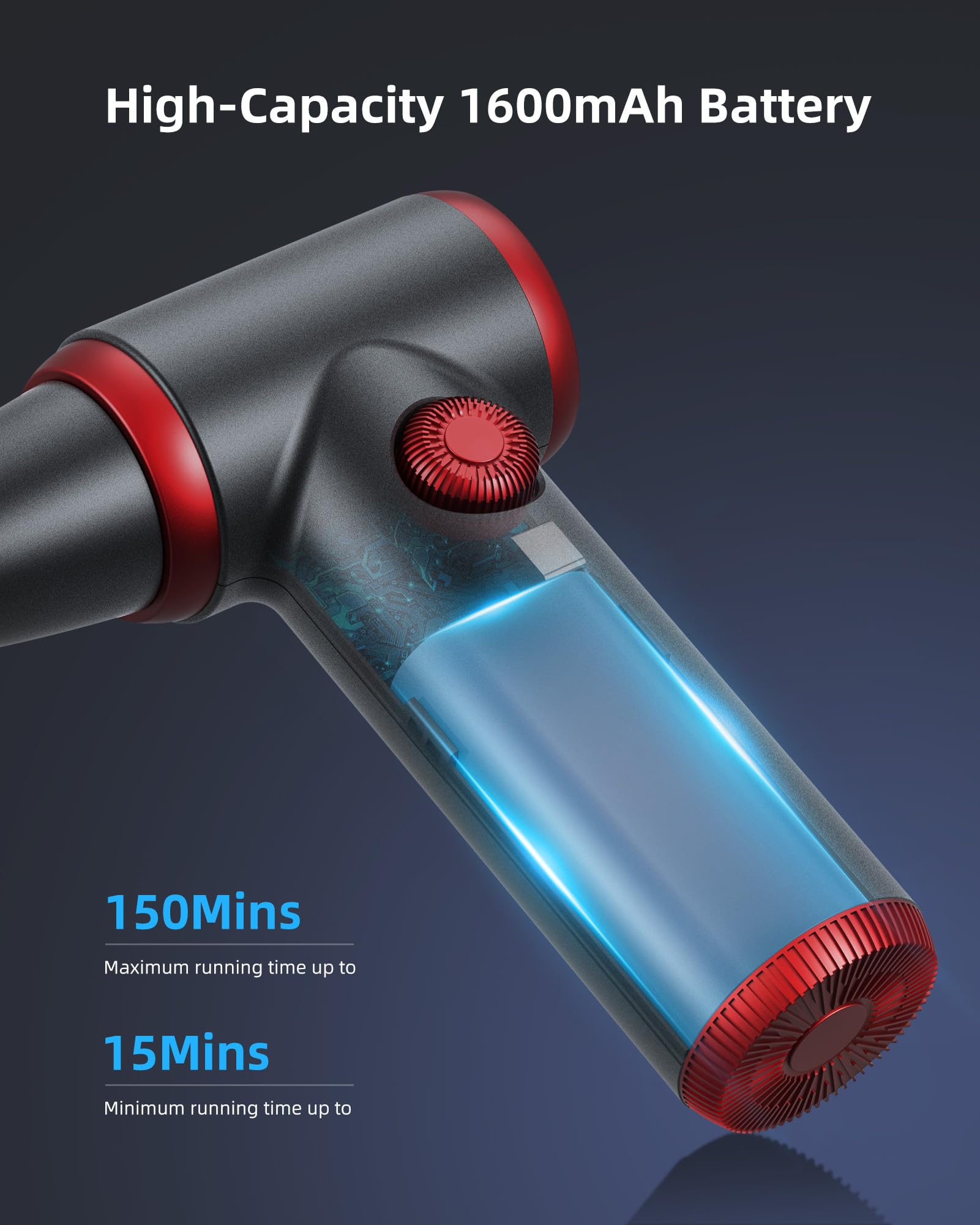 Koonie Compressed Air Duster, 100500Rpm Electric Air Duster With Led Light, Cordless Air Blower Replaces Compressed Air Cans, Re