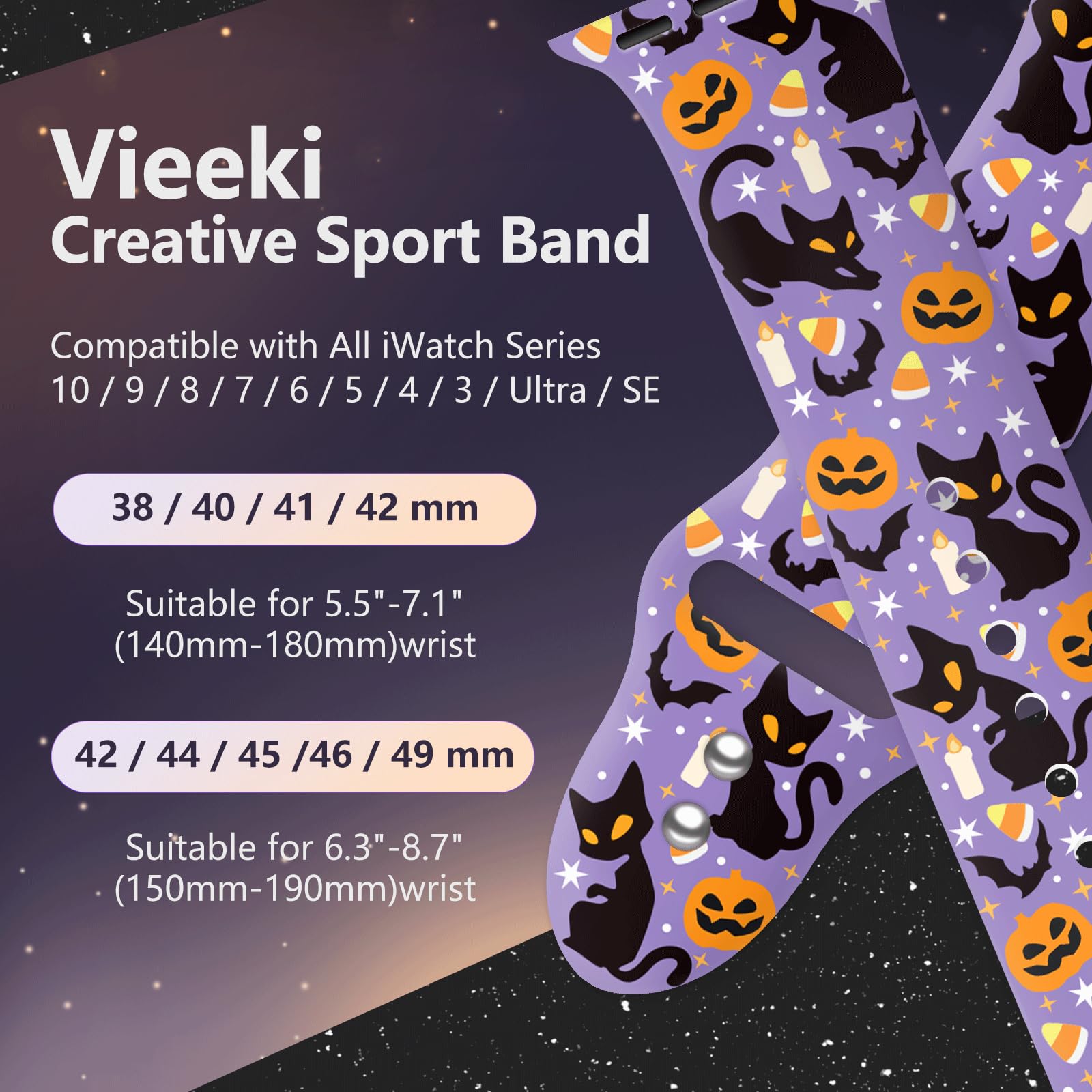 Vieeki Halloween Pumpkin Smiley Face Watch Band Compatible With Apple Watch Band 38Mm 40Mm 41Mm 42Mm 44Mm 45Mm 46Mm For Women Me