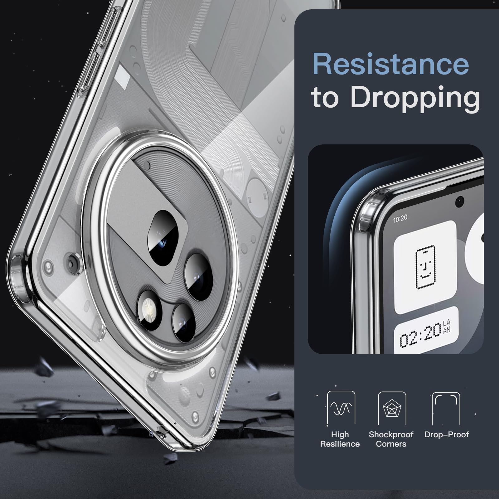 Jetech Case For Nothing Phone 3A Pro, Clear Shockproof Bumper Cover, Anti-Scratch Hard Back, Protective Slim Fit, Non-Yellowing,