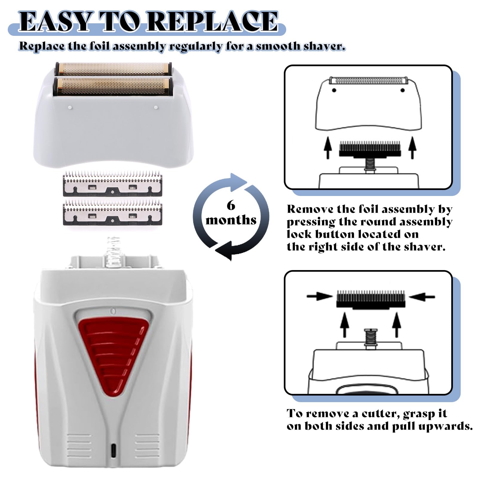 2 Pack Pro Shaver Replacement Foil And Cutters Compatible With No.17150/17155/17200 Shaver Profoil Replacement
