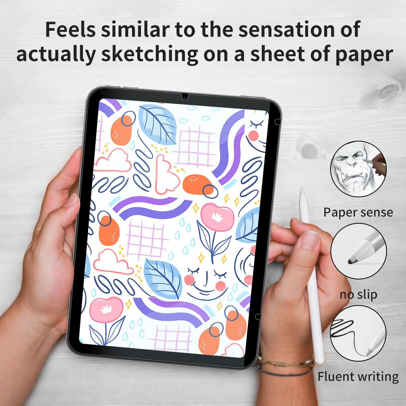 Softamm Paperfeel Magnetic Screen Protector For Ipad Mini 6 (2021) 8.3 Inch, Matte Pet Film For Drawing & Writing Feel Like On P