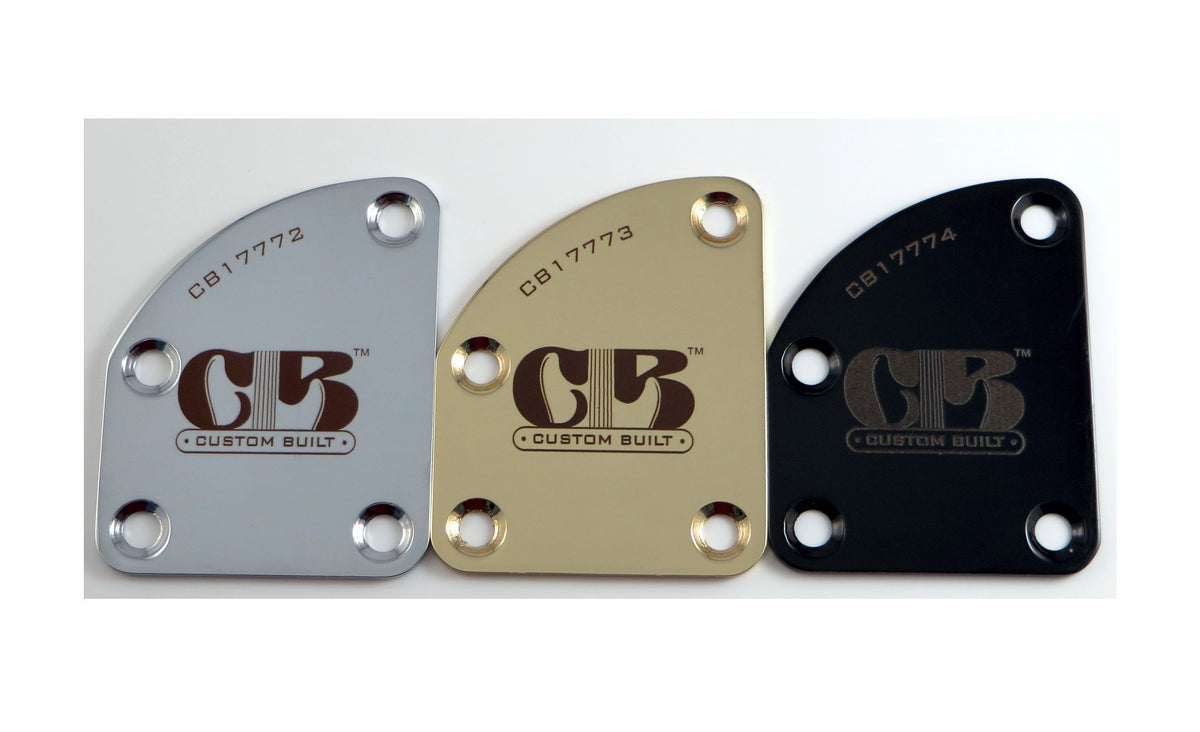 Lazrart ''Custom Built'' Contour Heel Guitar Neck Plate   Choose Color   Custom Engraved