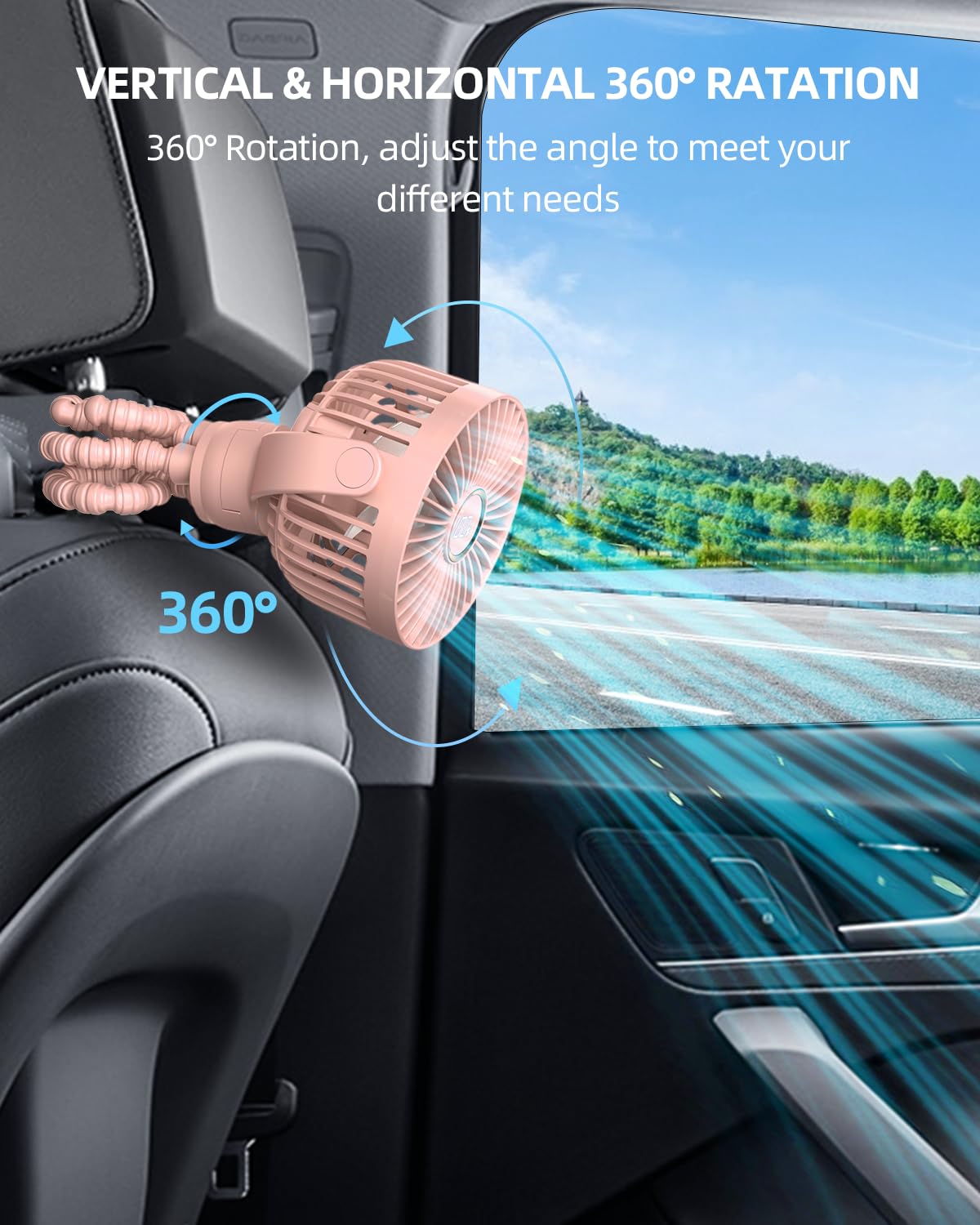 Kidee Portable Stroller Fan, Mini Baby Fan Battery Operated, Led Display With 3 Speeds, Small Clip On Fan Desk Fans Usb Recharge