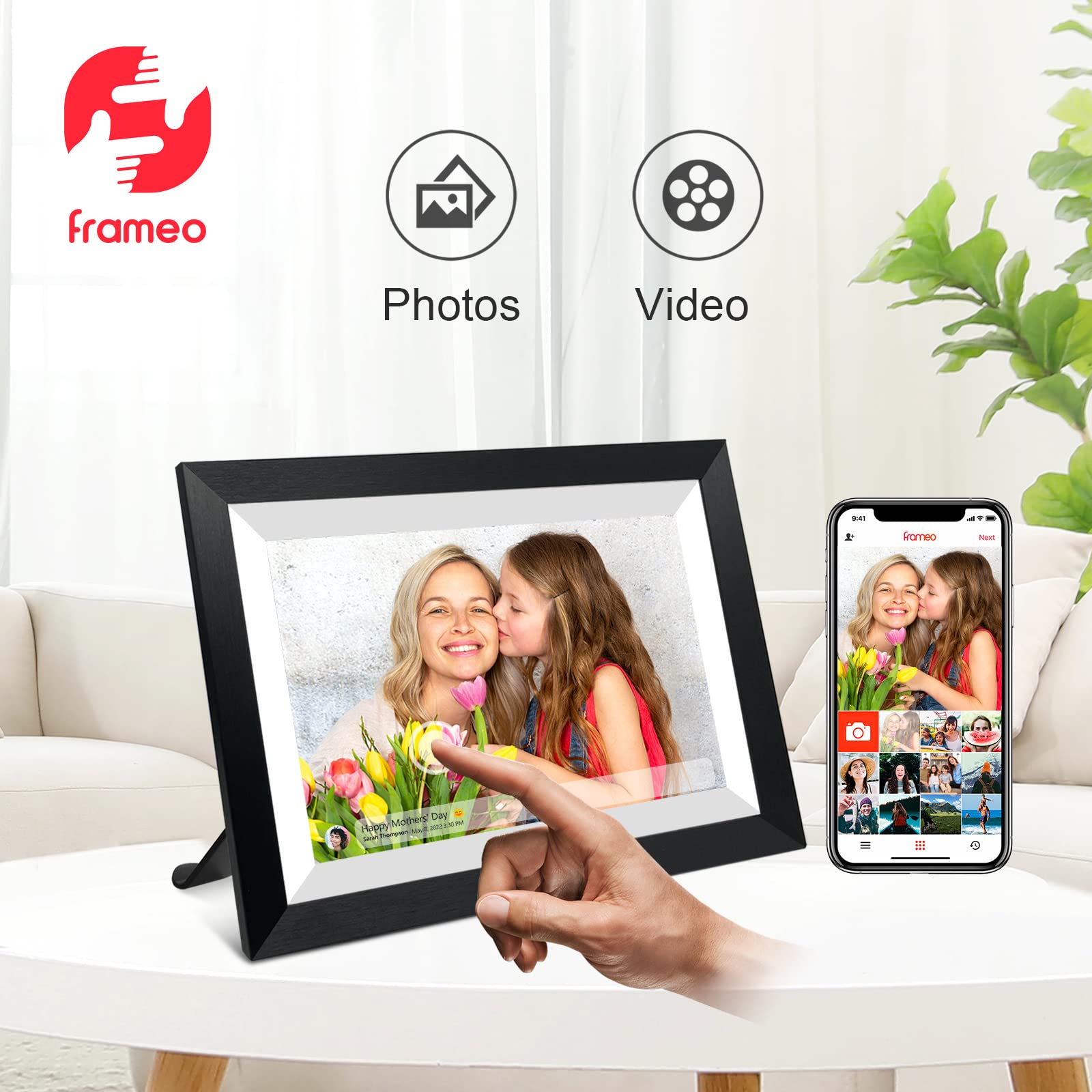 32Gb Frameo 10.1 Inch Smart Wifi Digital Photo Frame 1280X800 Ips Lcd Touch Screen, Auto Rotate Portrait And Landscape, Built In