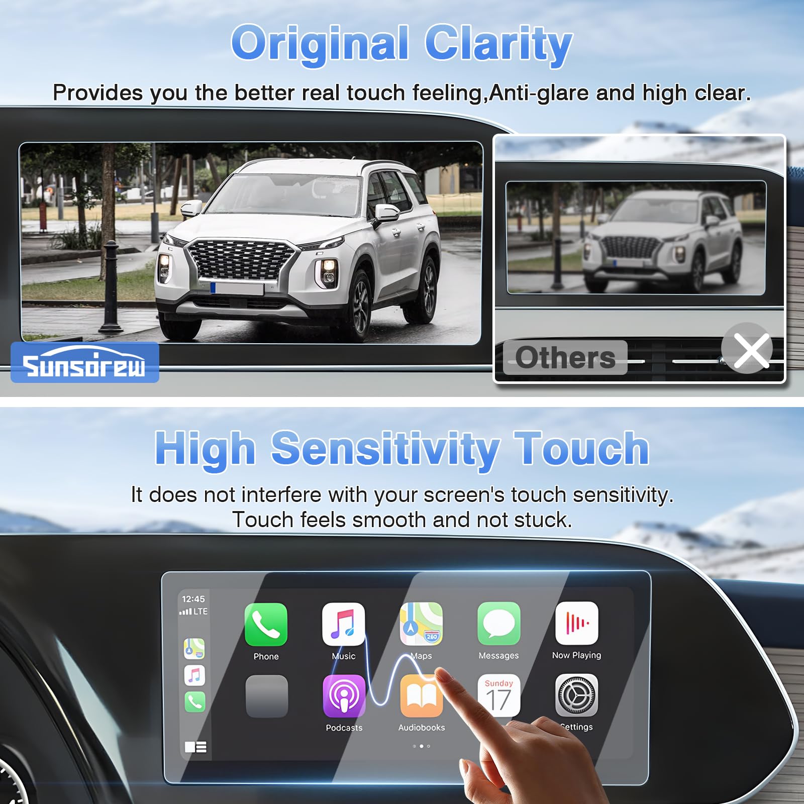Sunsdrew 2Pcs Screen Protector For 2020 2021 2022 Hyundai Palisade Ltd Limited Calligraphy 10.25 Inch Touch Screen Radio Display