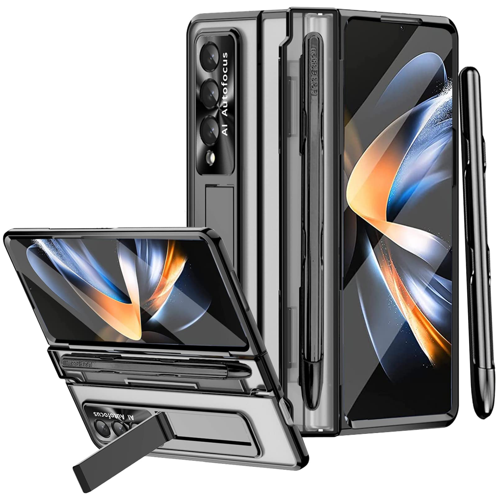(New) Miimall For Samsung Galaxy Z Fold 4 Case With S Pen & Pen Holder, One Piece Design For Fold 4 Case With Screen Protector &
