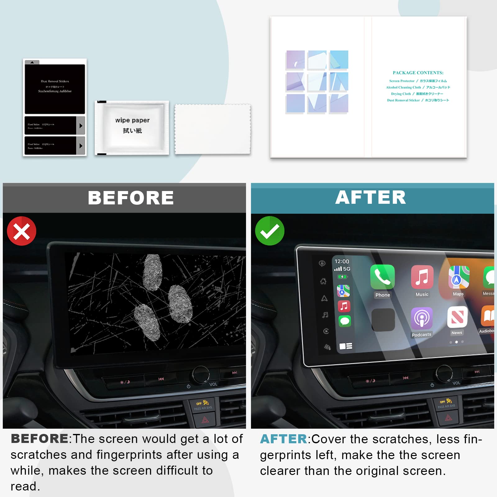 Cdefg 2023 2024 Altima Screen Protector For 2024 Nissan Altima(Sl/Sr/Sv/Sr/Vc Turbo)/ 2024 Nissan Rogue(Sl/Platinum) 12.3 Inch, Tempered Glass Protector