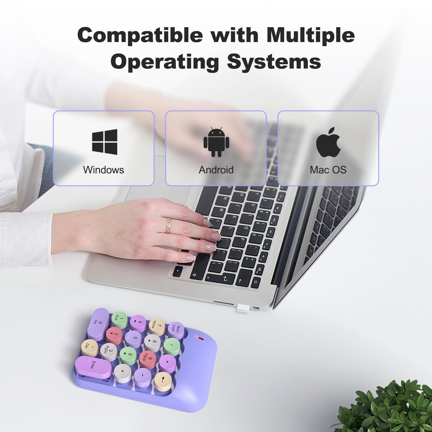Mofii Wireless Number Pads   Purple Numeric Keypad 18 Keys Usb 2.4G Round Keycap Colorful Extensions Keypads, Financial Accounti