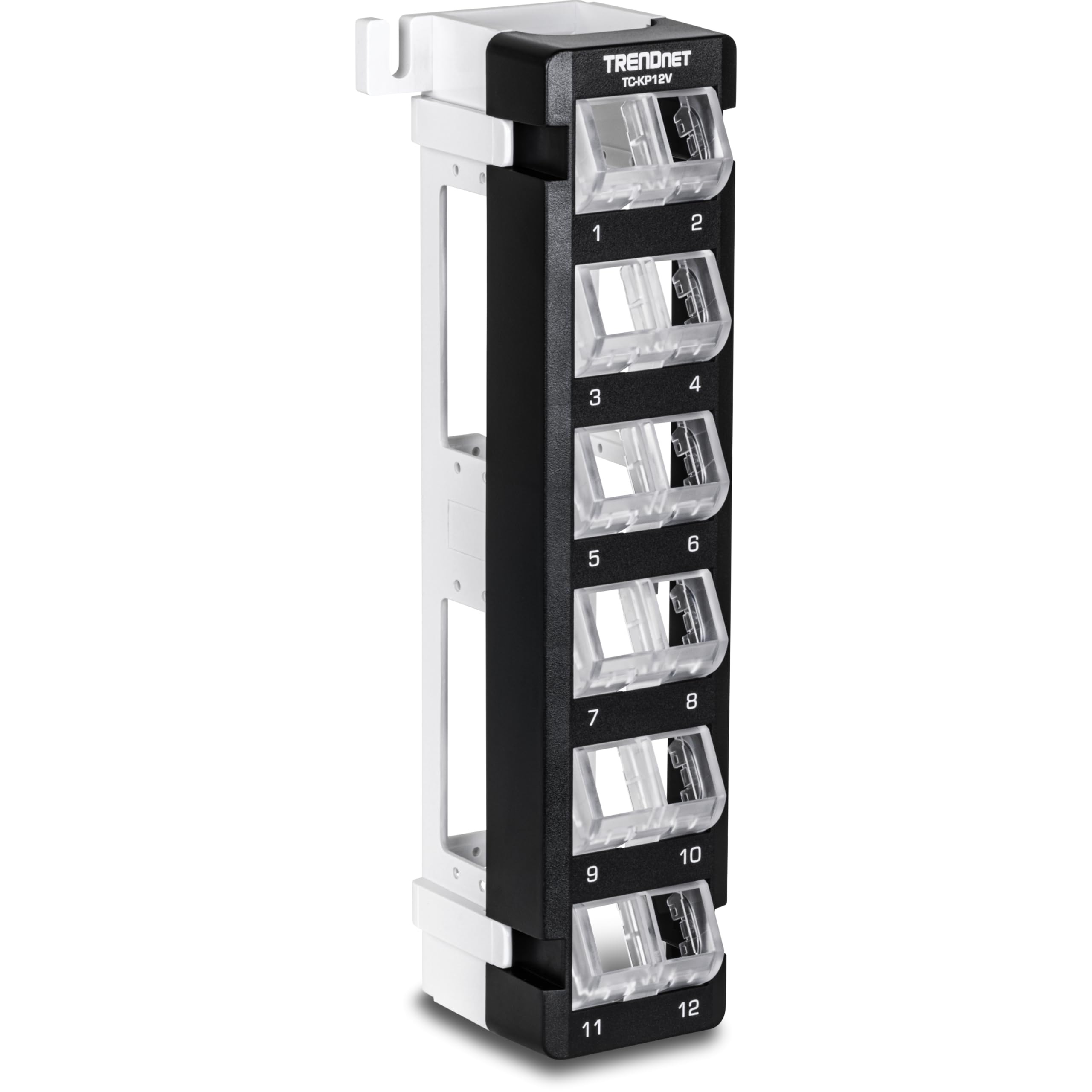 TRENDnet 12-Port Blank Angled Wall Mount Keystone Patch Panel, TC-KP12V, Use with TRENDnet Keystone Jacks (Sold Separately), Sna