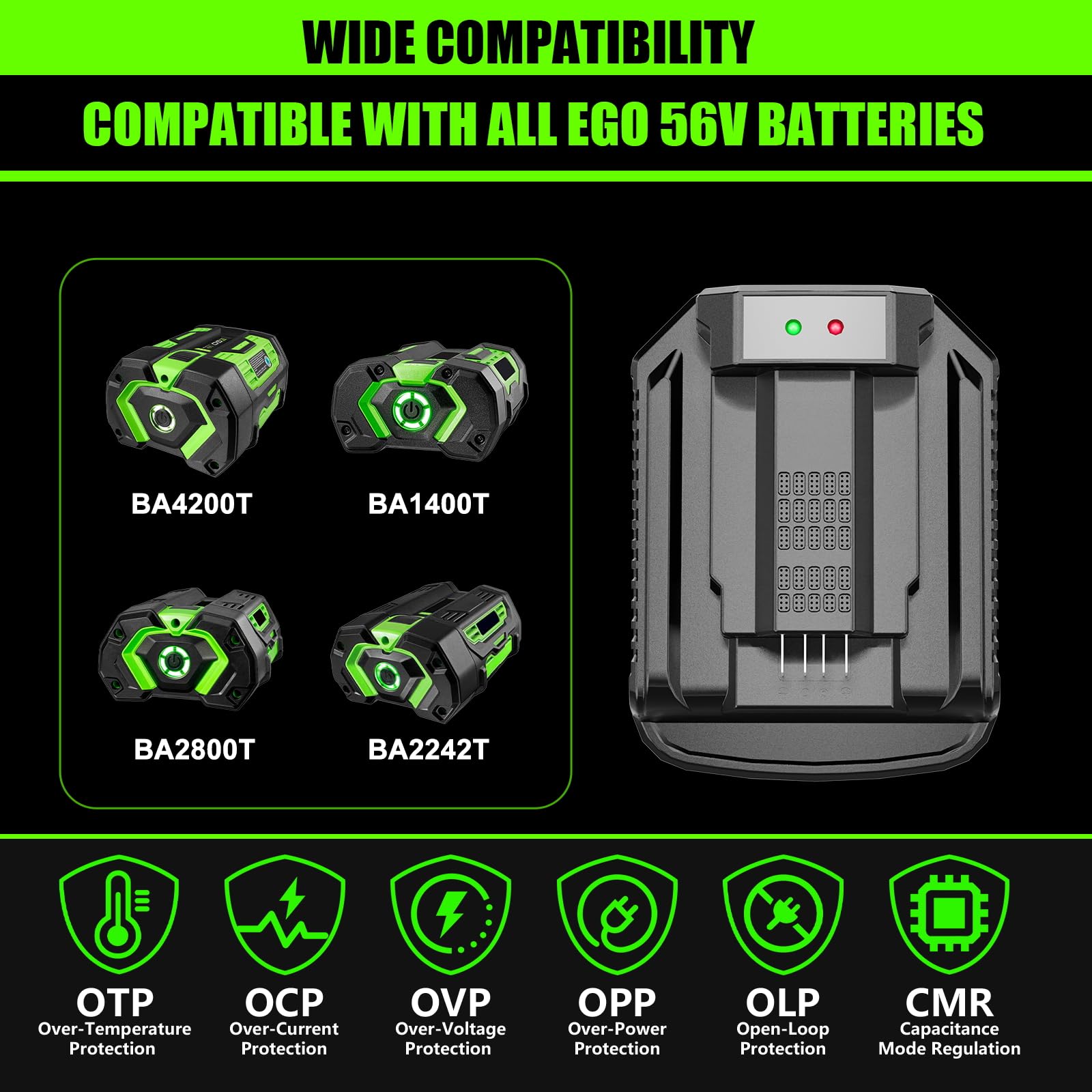 Fast Charging Replacement For Ego 56V Battery Charger Ch2100,Compatible With Ego 56V Batttery Ba2800 Ba4200 Ba1400,For Ego Power