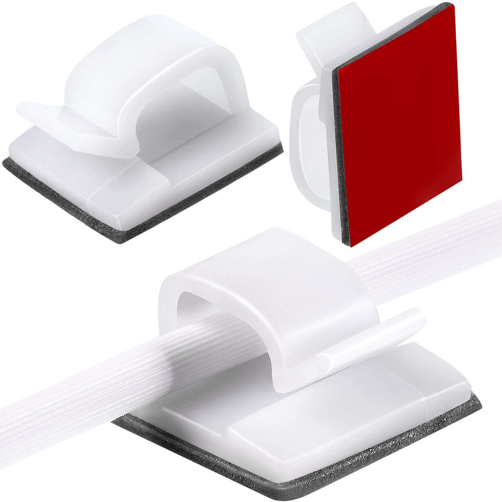 Maitys 60 Pieces Outdoor Cable Clips Christmas Adhesive Hooks Cable Management Clips Wire Light Clips Cord Hider Organizer For F