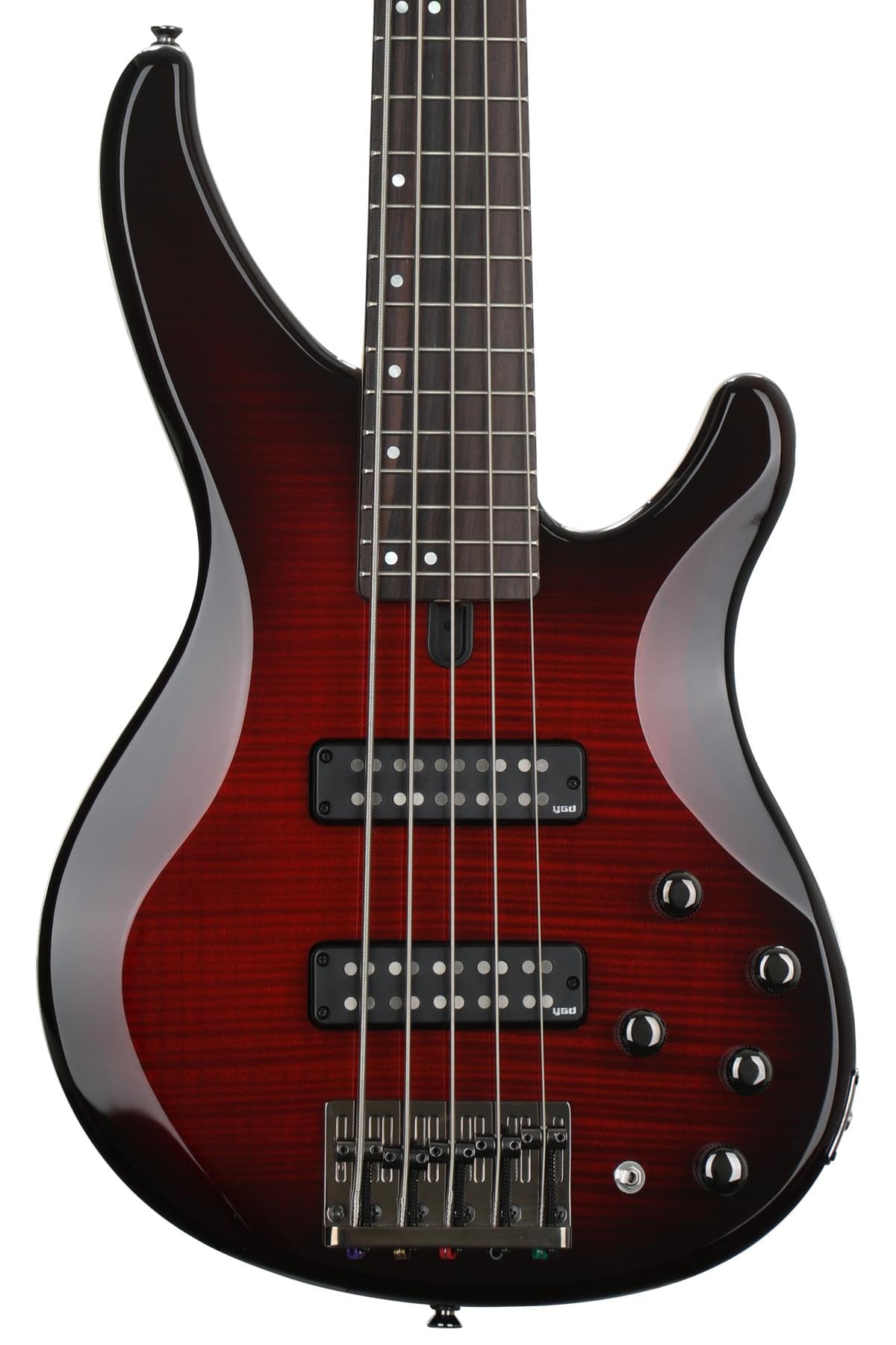 Yamaha Trbx605 5 String Flamed Maple Bass Guitar, Dark Redburst