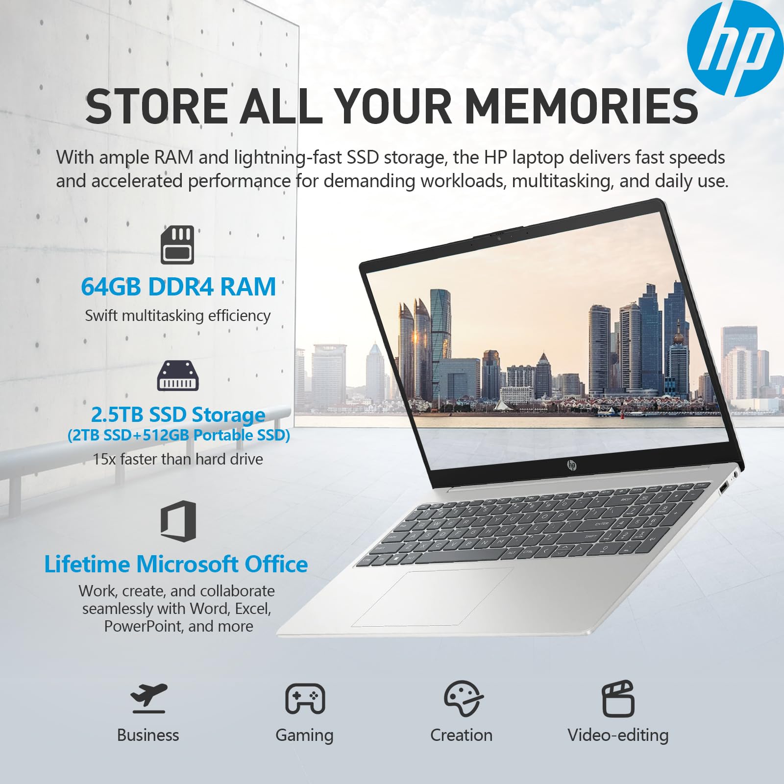 Hp 15.6 Laptop Computer,Intel 10-Core I5,College Students Business Laptop 15 Inch Fhd,64Gb Ram 2.5Tb Storage (2Tb Ssd+512Gb Pssd