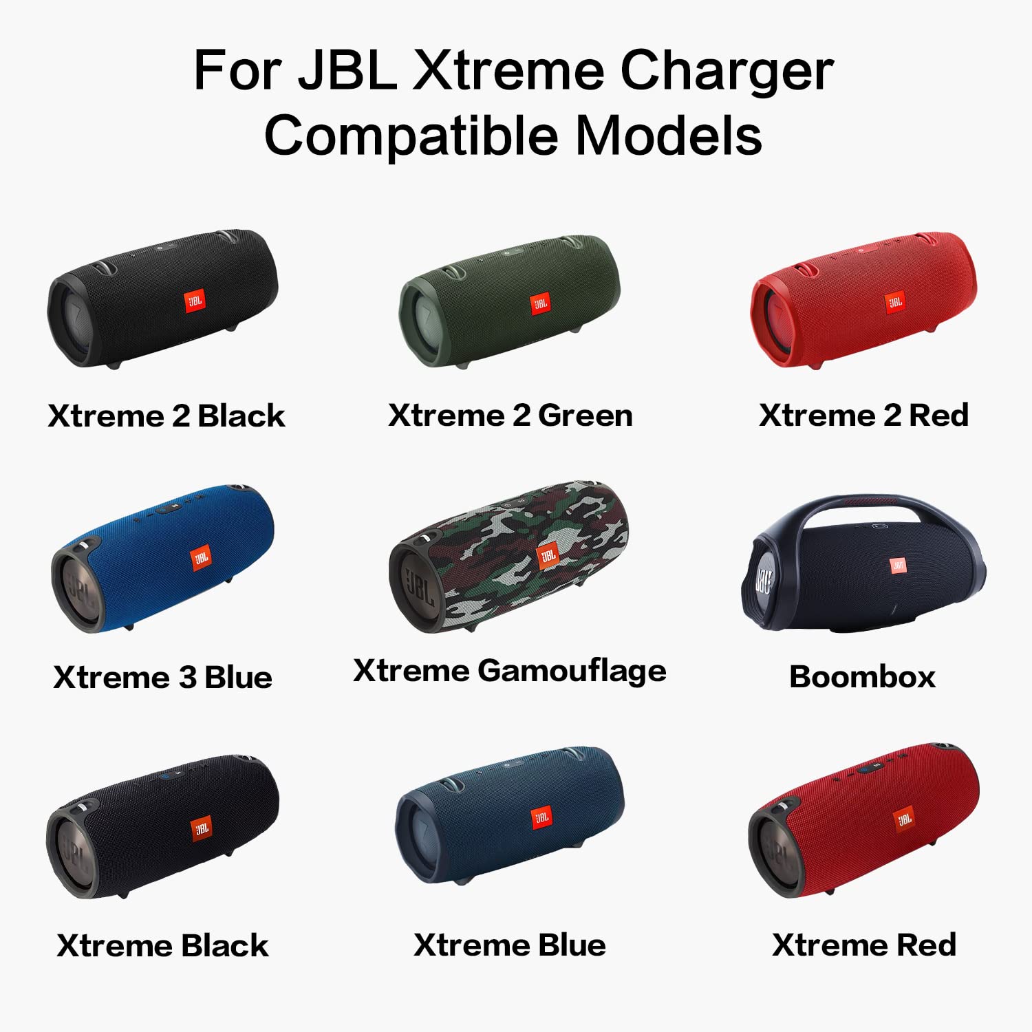 UCANUUP 19V 65W Charger for JBL Xtreme 2 - Black, Blue, Red, Plastic, Model 1