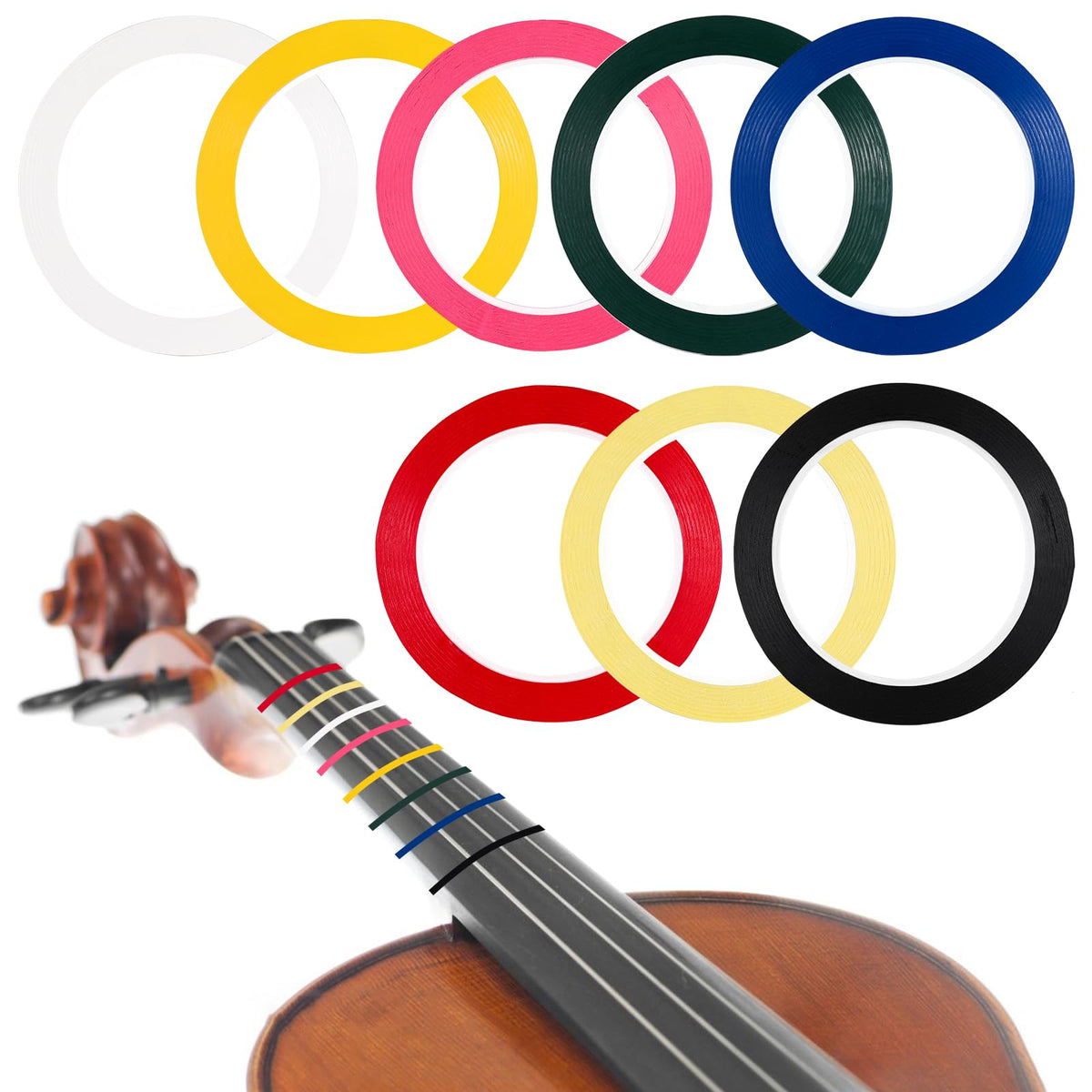 Violin Tape Fingerboard,8 Rolls Violin Finger Guide Stickers,216Ft Cel ...