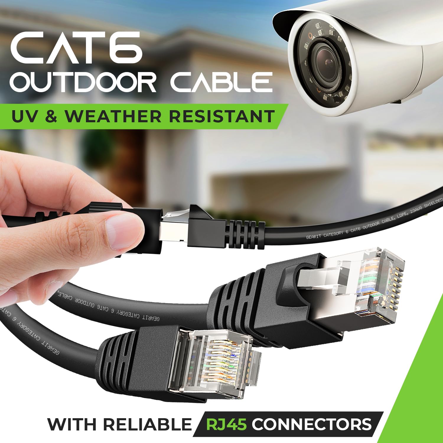 Gearit Cat6 Outdoor Ethernet Cable (75Ft) 23Awg Pure Copper, Ftp, Lldpe, Waterproof, Direct Burial, In Ground, Uv Resistant, Poe