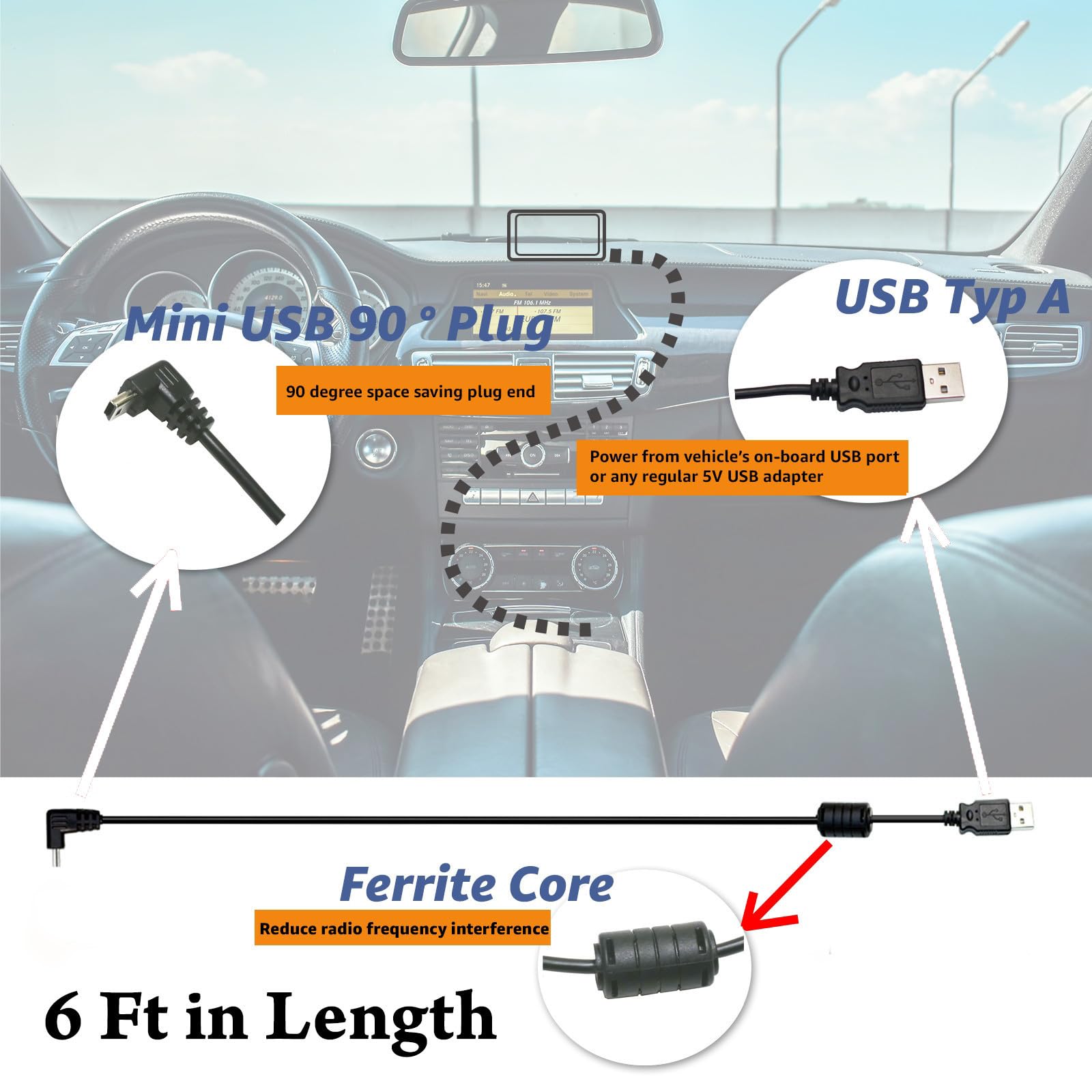 Edo Tech 6 Ft Mini Usb Car Charger Power Cord For Garmin Nuvi Drive Drivesmart Driveassist Drivetrack Rv Auto Handheld Navigatio