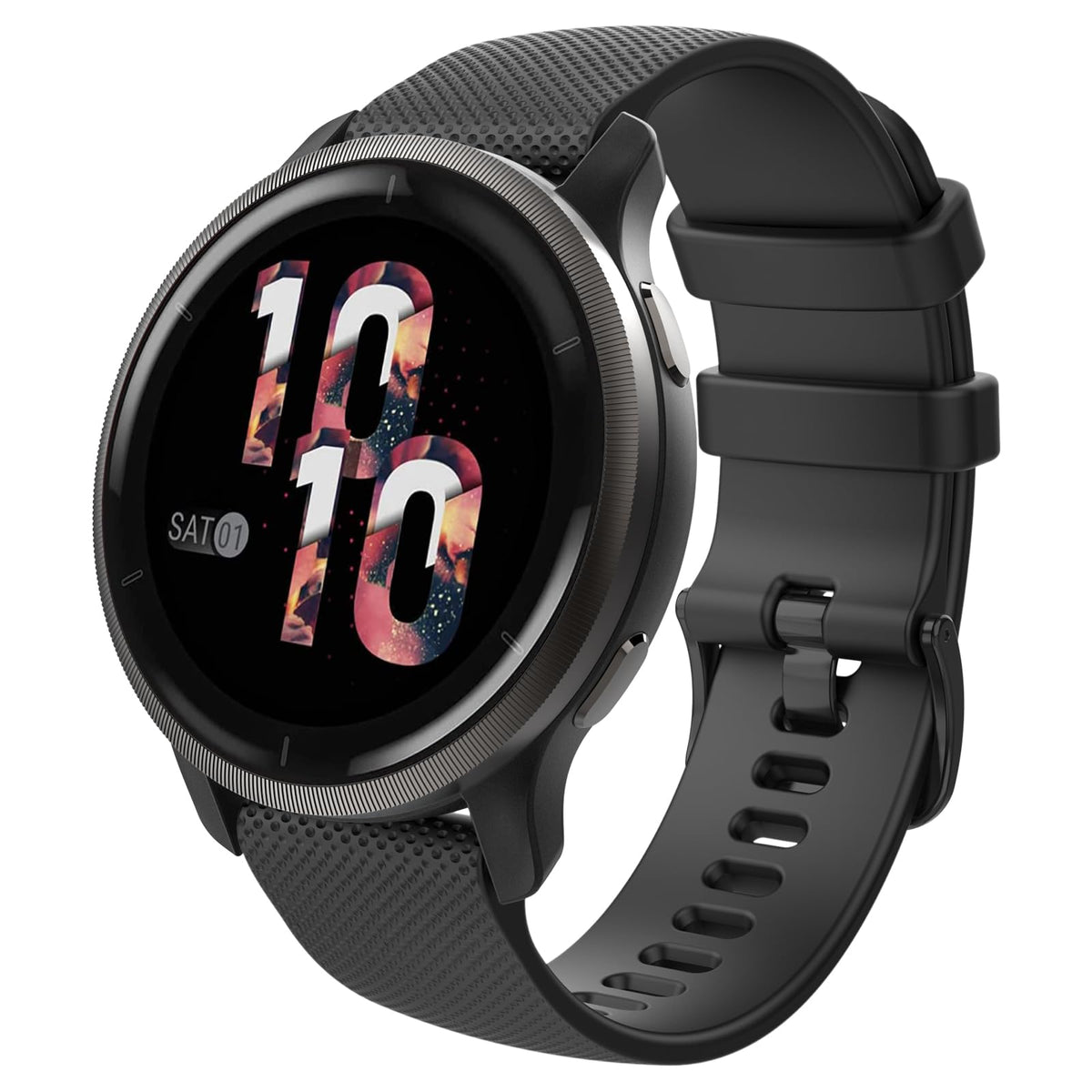 MoKo Watch Band Compatible with Garmin Forerunner 265S/255S/255S Music/Vivoactive 4S/Venu 3S/Venu 2S/Vivomove 3S Smartwatch, 18MM Soft Silicone Adjustable Replacement Strap, Black