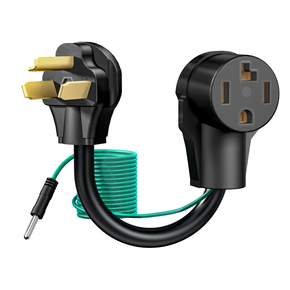 Strightinc 4 Prong To 3 Prong Dryer Plug Adapter With Green Ground Wire, Connects 4 Prong New Dryer Female To 3 Prong Old Dryer