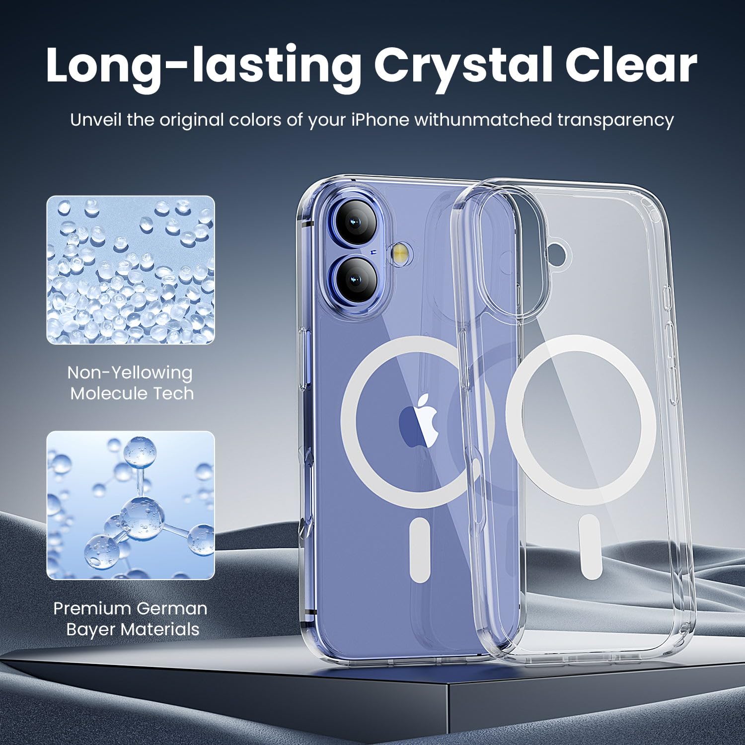 Gyizho For Iphone 16 Case, Compatible With Magsafe [Yellowing Resistant] With 1X Screen Protector + 1X Camera Lens Protector, Mi