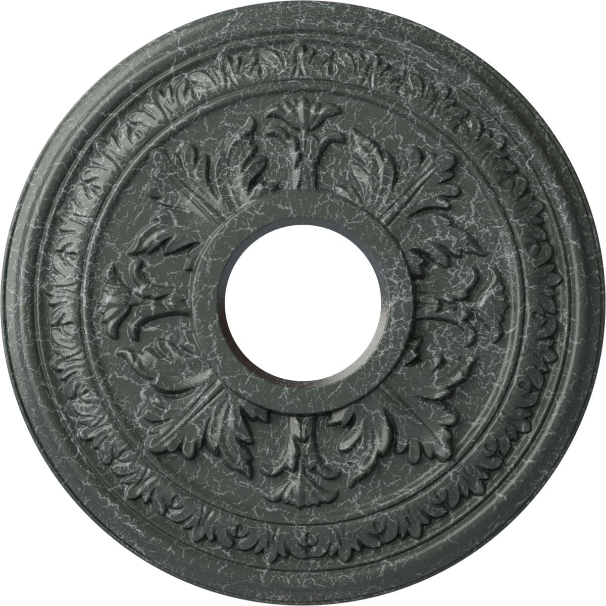 15 3/8OD x 4 1/4ID x 1 1/2P Baltimore Ceiling Medallion (Fits Canopies up to 5 1/2), Hand-Painted Athenian Green Crackle