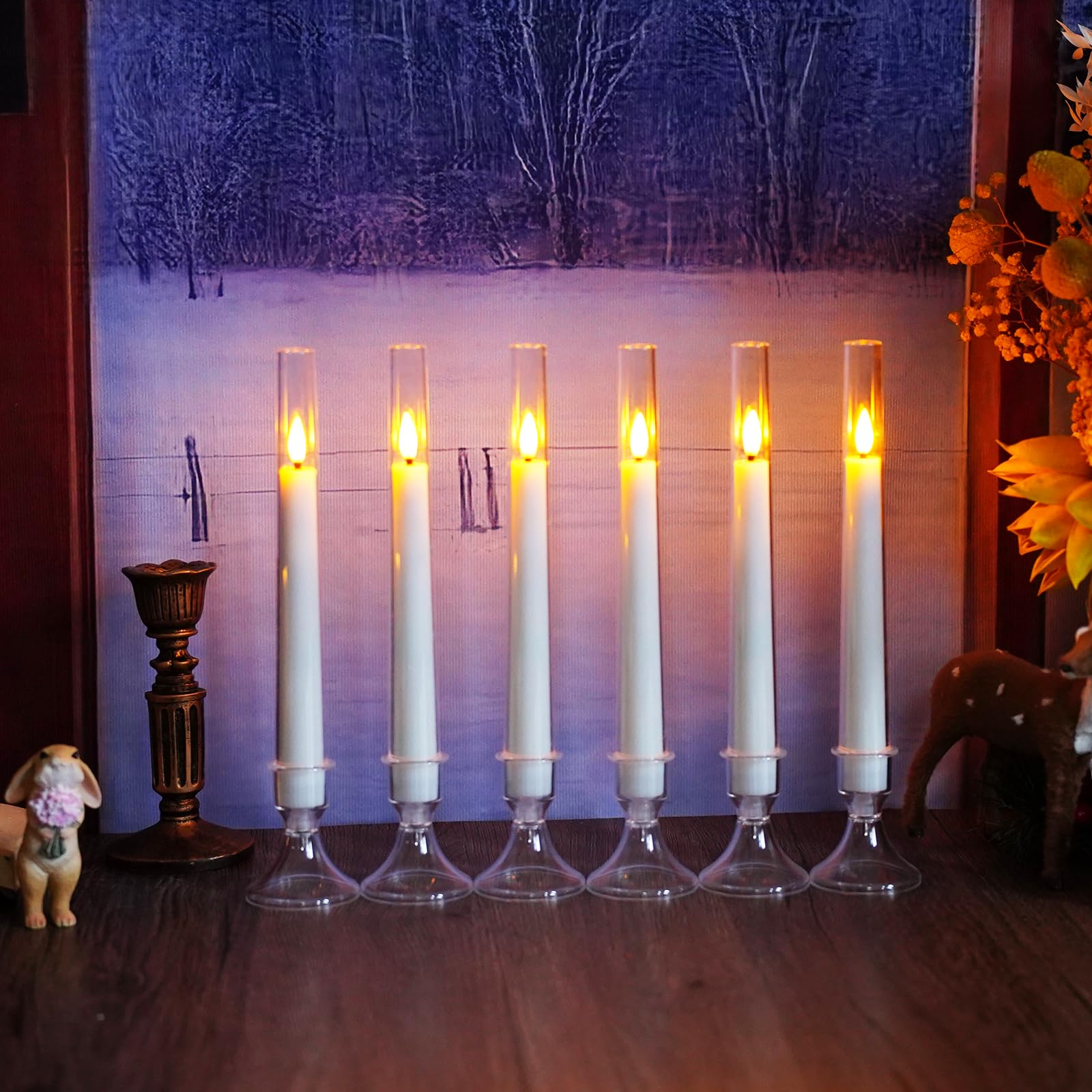 Sasigeiaa Flameless Taper Candles,With Remote And Timer Flickering Flameless Candles,6 Pack Led Candles,With Base Battery Operat