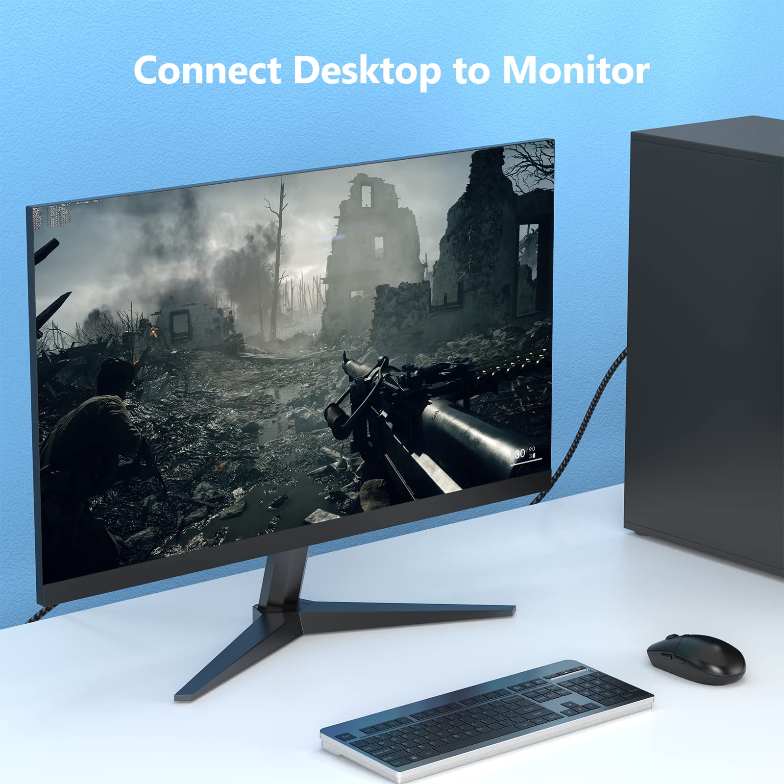 Dteedck Displayport To Vga Cable 3Ft 2 Pack, Dp Display Port To Vga Adapter Cable Converter Male To Male Braided Cord For Monito