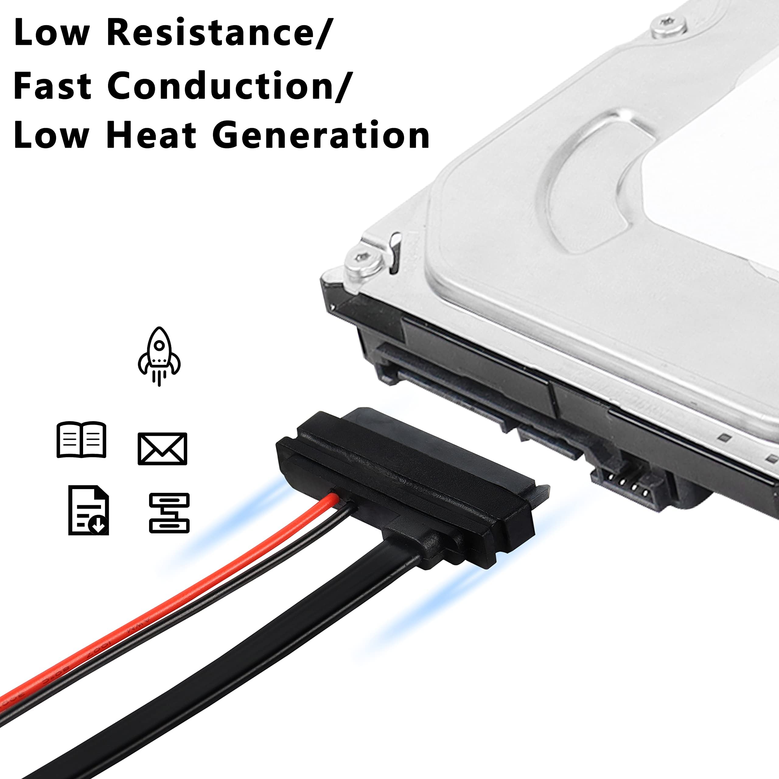 Xmsjsiy Slimline Sata 13 To 22 Pin Adapter, 2.5 Hdd/Ssd/Laptop Cd-Rom Connector - 2Pcs 30Cm