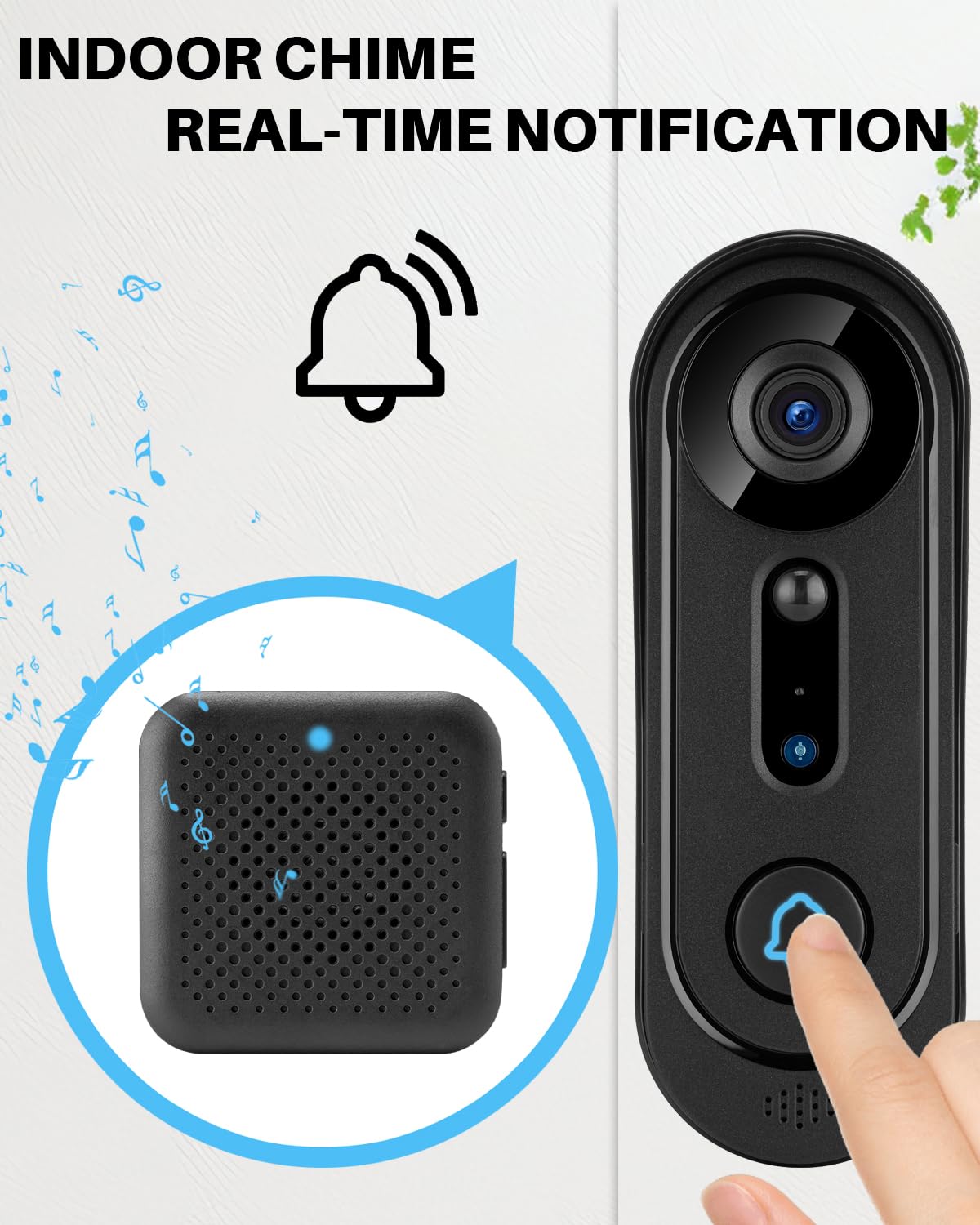 2K Wireless Video Doorbell Camera With Chime, Smart Home Surveillance Indoor/Outdoor, No Monthly Fee, Ai Human Detection, Two Wa