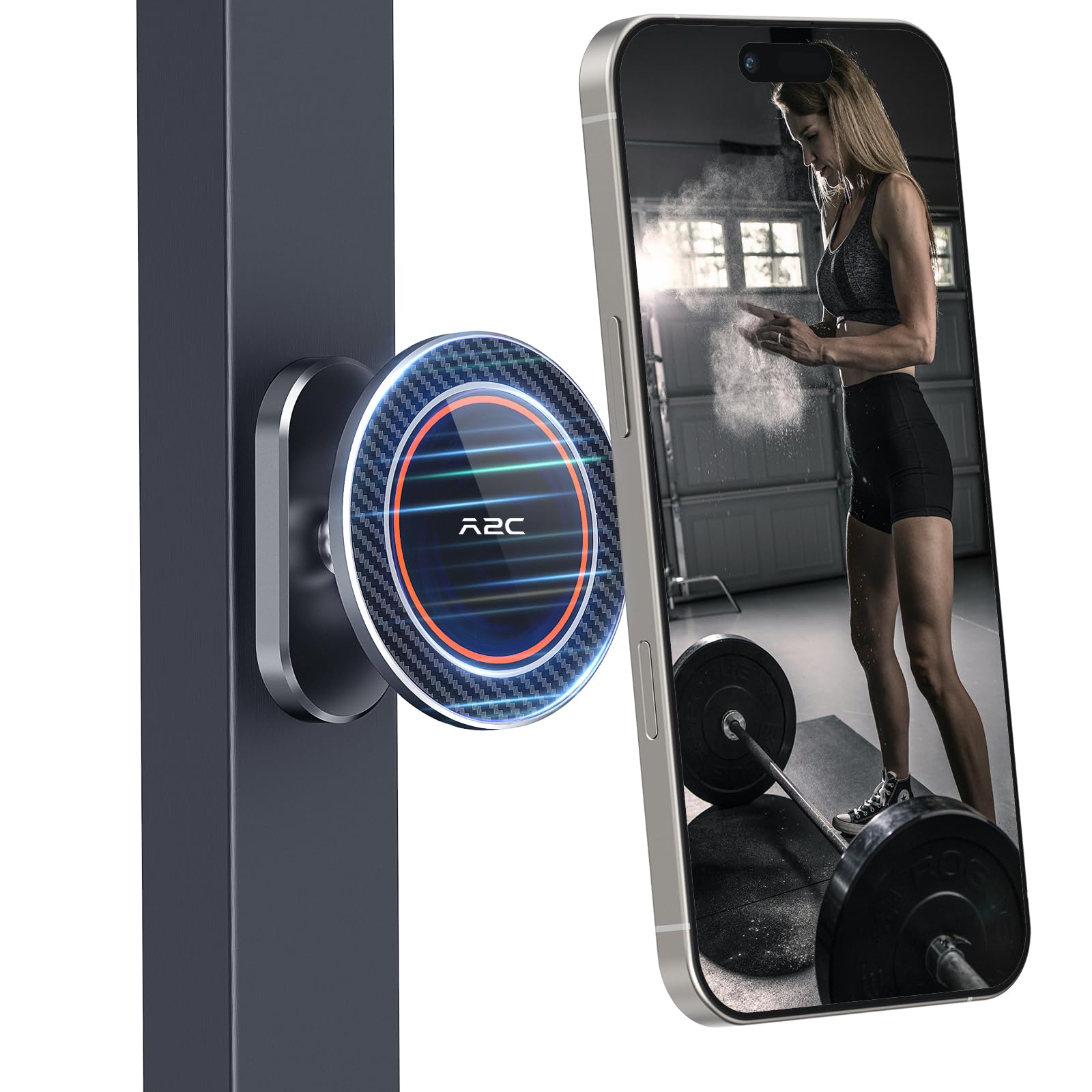 A2C All-Metal Gym Magnetic Phone Holder For Magsafe,High-End Workout Essentials Gift For Men Women,[Dual Magnet] Portable Phone 