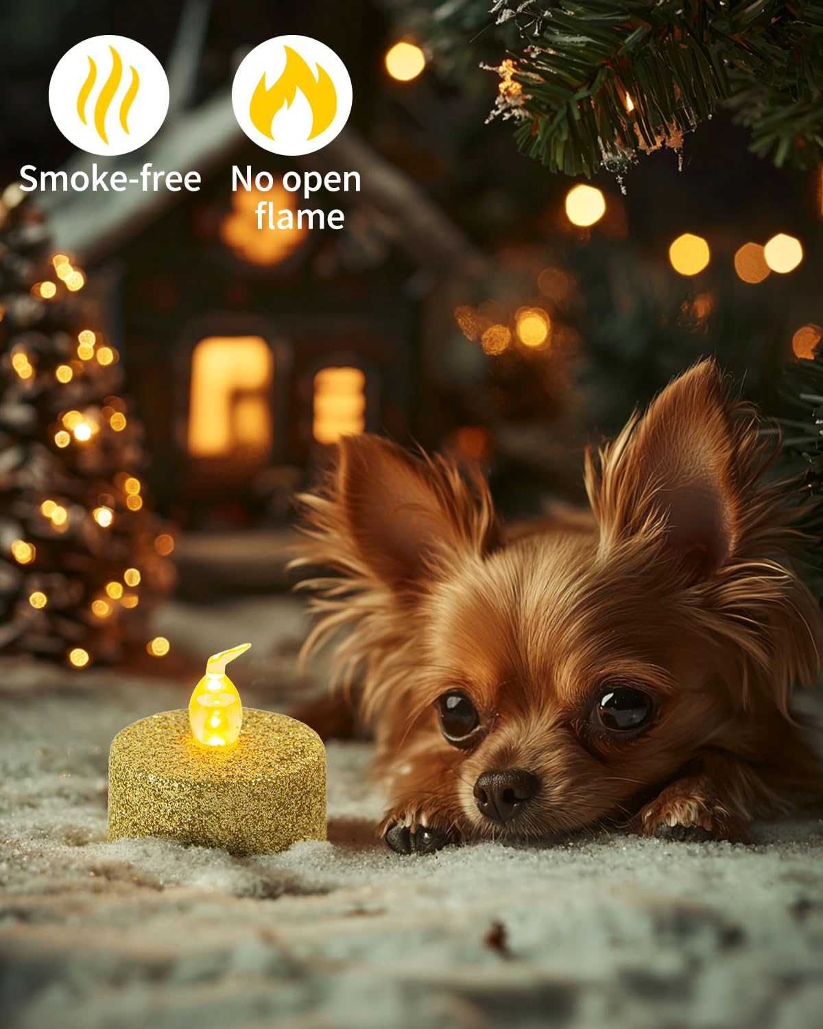 Oneihomm Gold Flameless Tealight Candles With Timer,Glitter Battery Operated Tea Lights For Event, Christmas Decorations,Anniver