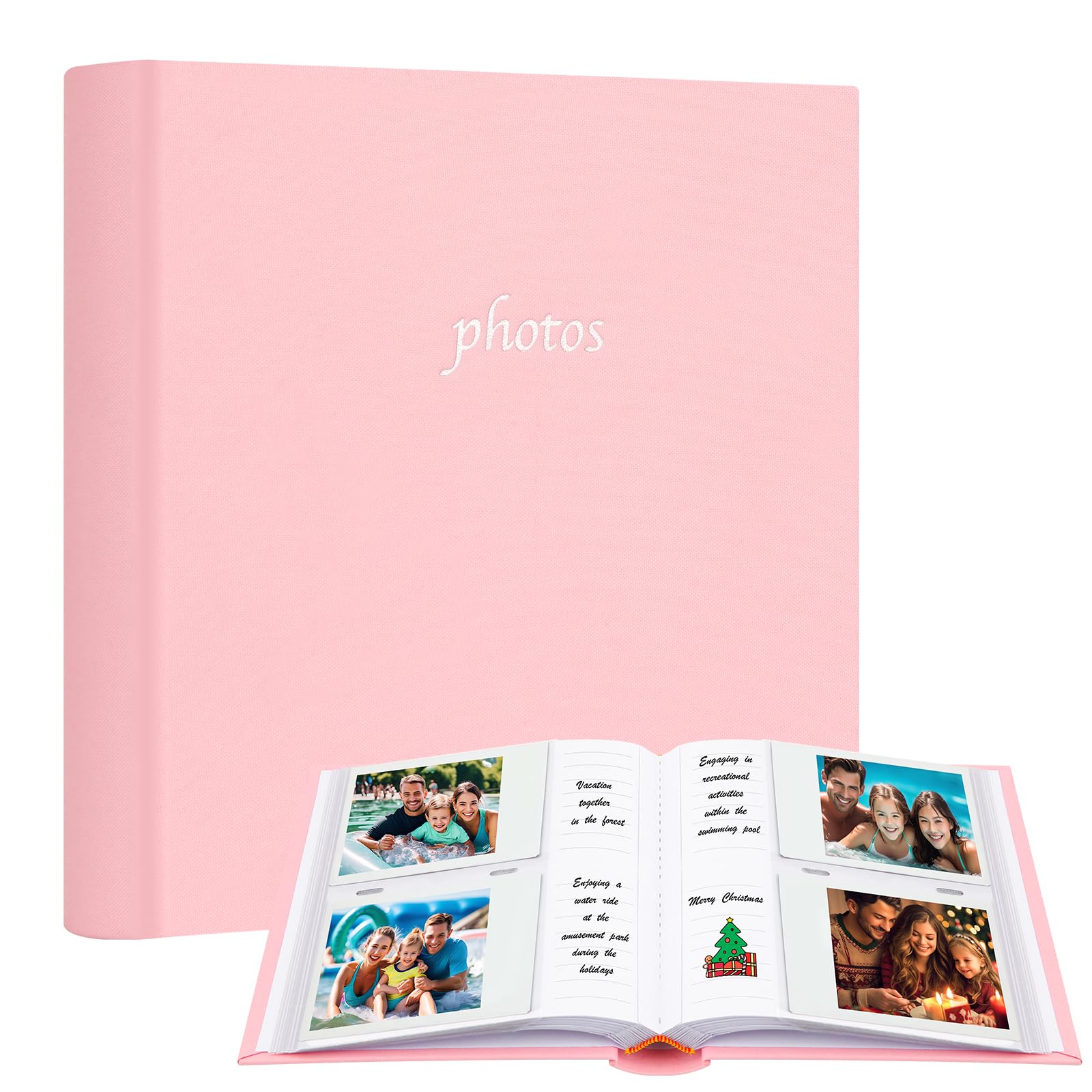 Photo Album For Fujifilm Instax Wide 300 Camera,120 Pockets Photo Album With Writing Space For Polaroid, Extra Large Picture Albums For Polaroid Now Onestep2 Onestep+ Instant Camera (Pink)