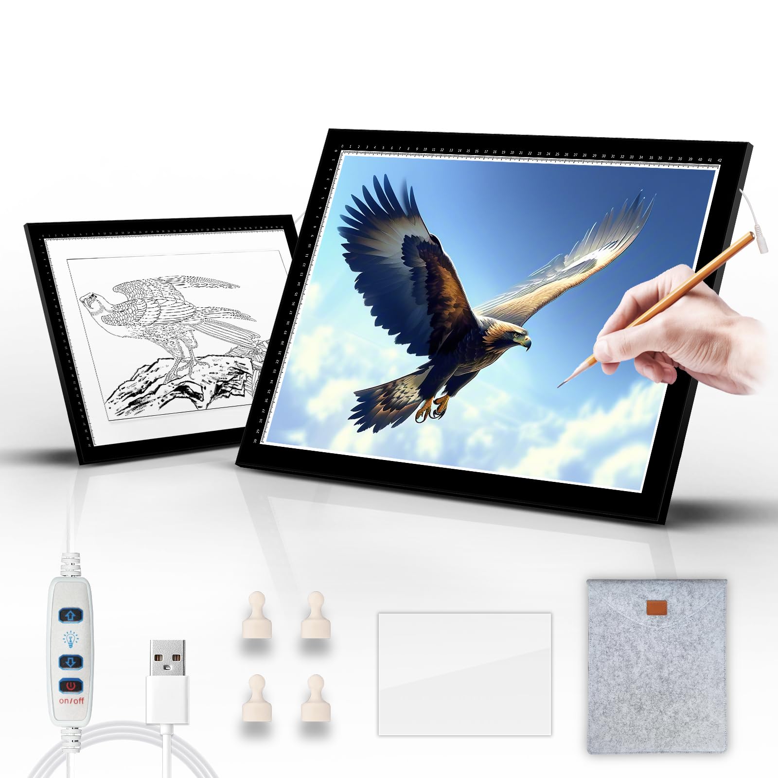 ColorWeaveArt A2 LED Light Pad for Diamond Painting - Tracing Light Box with 10 Levels/Stepless Dimming, Bright LED Light Board