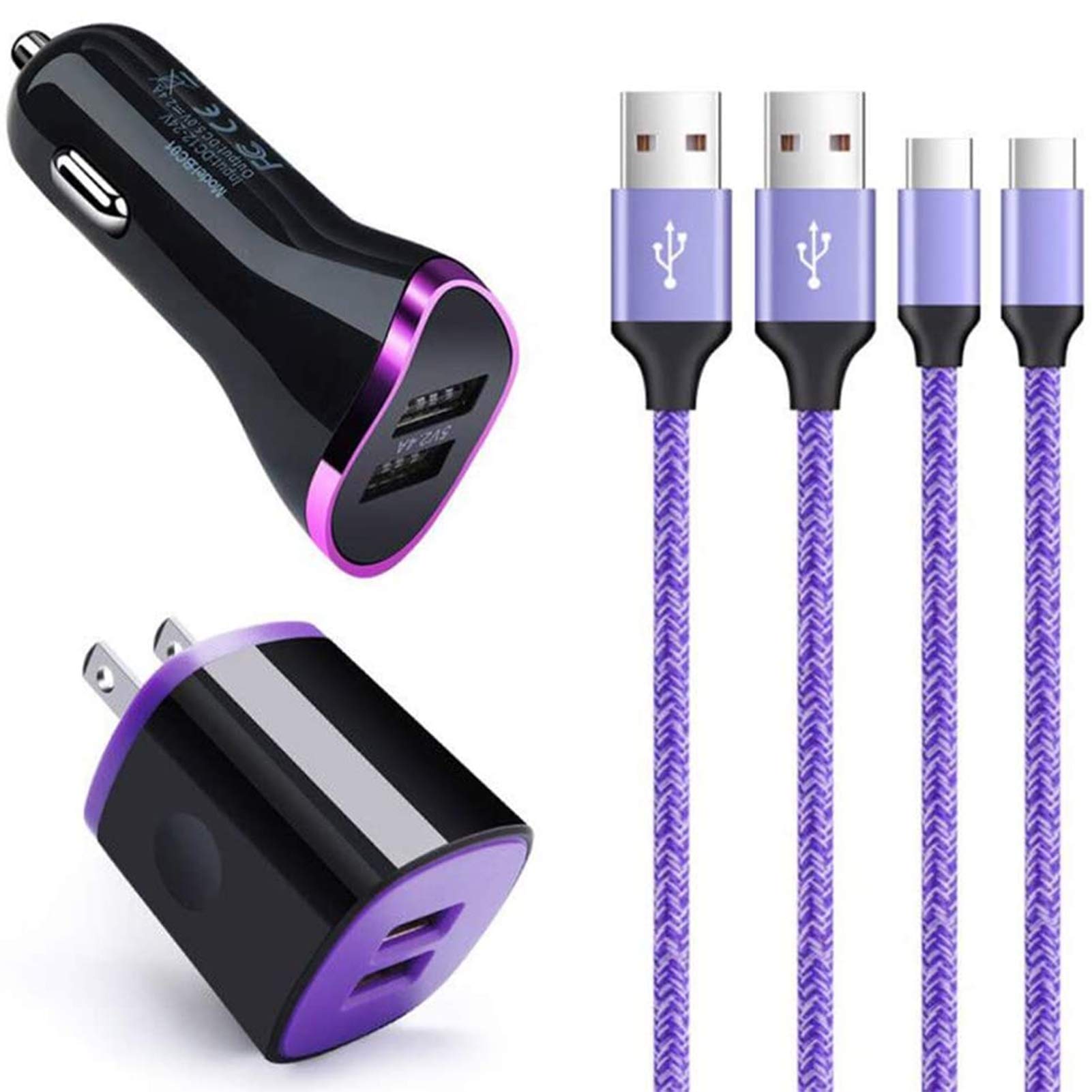Type C Car Charger, Wall Charger Plug 6Ft Usb C Cable Fast Charging Cord For Samsung Galaxy A50 A20 S10E S23 S22 S21 Fe S10 A80