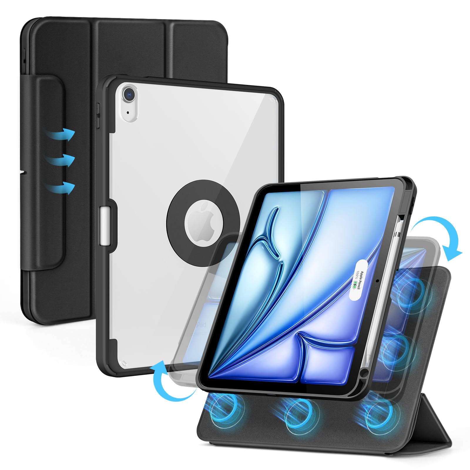 SPARIN for iPad Air 11 inch M2 Case 2024, iPad Air 5th/4th 10.9 inch (2022/2020) Case with Apple Pencil Holder, Detachable Magne