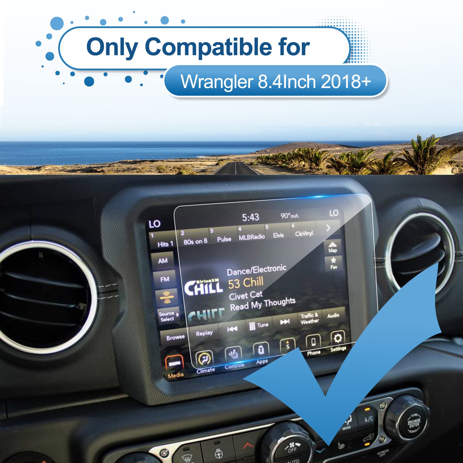 Coleya 2018 2022 2023 Wrangler Screen Protector For Jeep Wrangler (Sahara/High Altitude/Rubicon/Rubicon 392/Sport S/Willys) 8.4