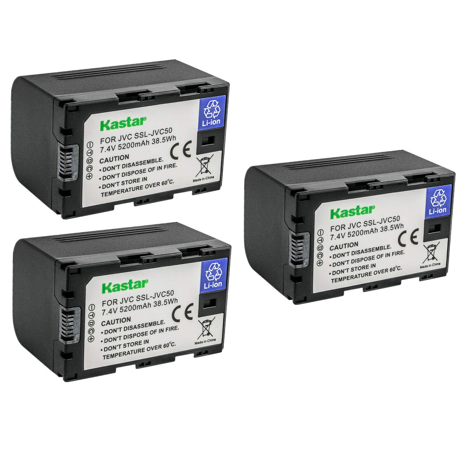 Kastar 3-Pack Battery Replacement for JVC SSL-JVC50, SSL-JVC70, SSL-JVC75, BN-S8I50 Battery, JVC GY-HM600EC, GY-HM620U, GY-HM650