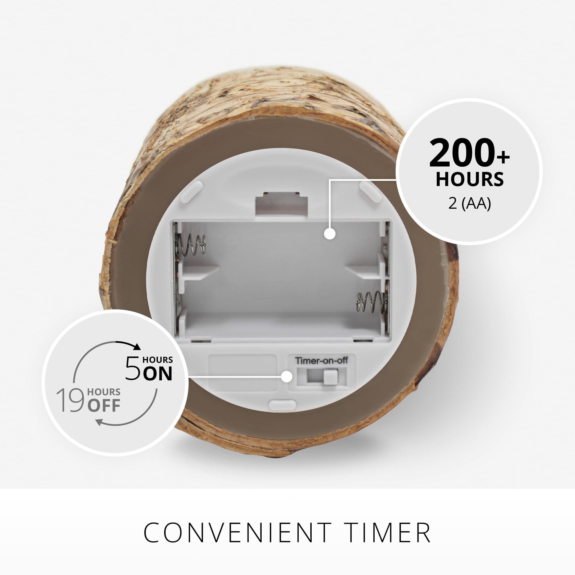 Luminara Real Birch Bark Wrapped Flameless Led Candle, 3.5'' X 4.5'', Battery Operated Moving Flame Pillar Light With Timer   Na