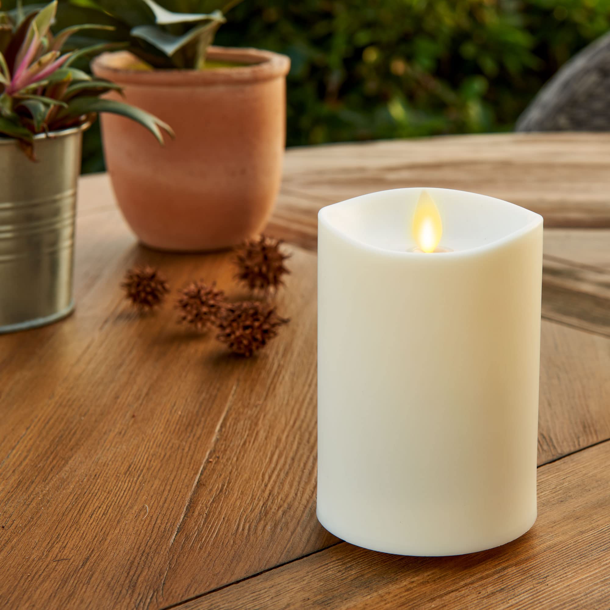 Luminara Realistic Artificial Moving Flame Outdoor Pillar Candle - Moving Flame LED Battery Operated Lights for Outside Christma