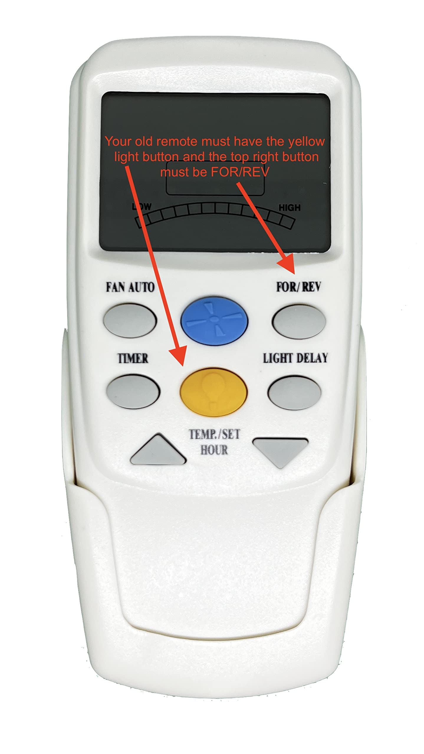 Hampton Bay Chq7096T Remote Control With Yellow Light Button