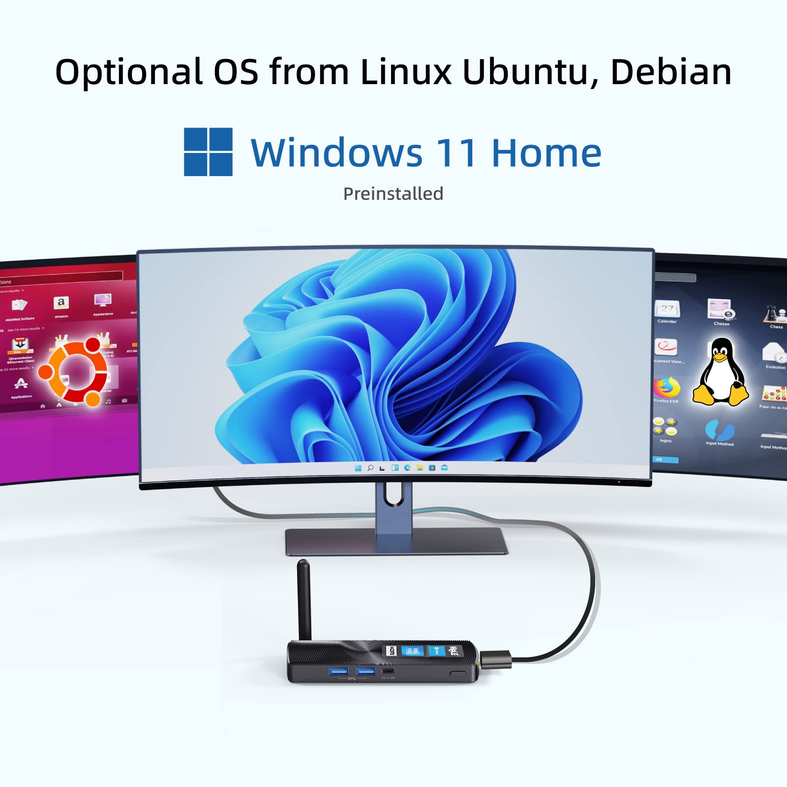 Mele Pcg02 Mini Pc Stick Fanless Windows 11 Home N4000 4Gb 128Gb, Mini Computer Stick Hdmi 4K 2.4G/5G Wi Fi 5 Bt4.2 Gigabit Ethe